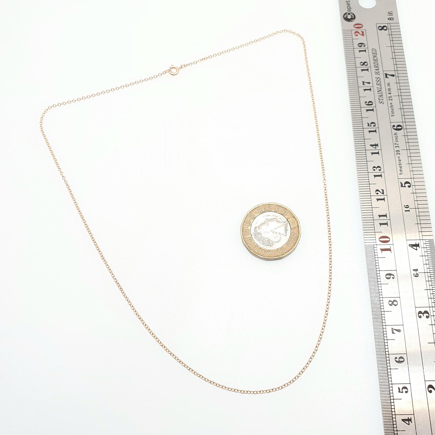 Antique 9ct 375 Rose Gold Chain Necklace Cable Rolo Trace Link 43cm 17" 1.86g Solid 9 Carat 9k Genuine Vintage Womens Jewelry Jewelry