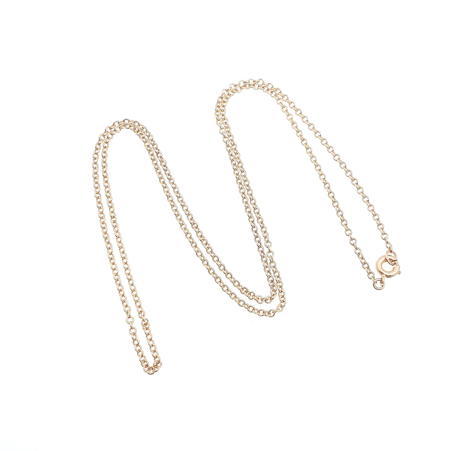 Antique 9ct 375 Rose Gold Chain Necklace Cable Rolo Trace Link 43cm 17" 1.86g Solid 9 Carat 9k Genuine Vintage Womens Jewelry Jewelry