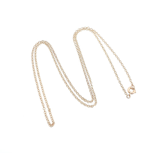 Antique 9ct 375 Rose Gold Chain Necklace Cable Rolo Trace Link 43cm 17" 1.86g Solid 9 Carat 9k Genuine Vintage Womens Jewelry Jewelry