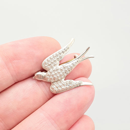 Antique Solid Silver Swallow Bird Brooch Victorian Sweetheart Pastry Cutter Birds Cute Swallow Swift Gift Rare Pin Vintage Jewelry Jewellery