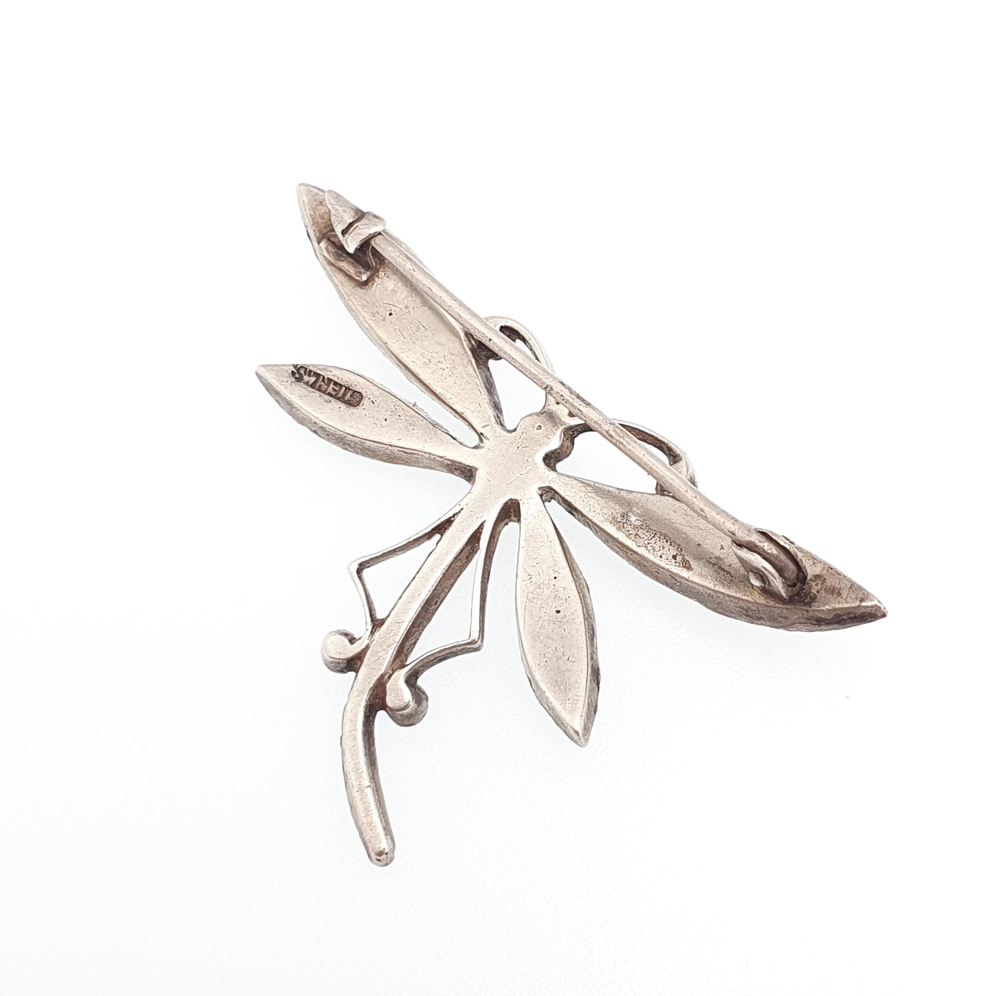 Antique Sterling Silver Dragonfly Brooch Ruby & Diamond Paste Edwardian Insect Fly 1920s Vintage Womens Red Jewelry Bug Jewellery