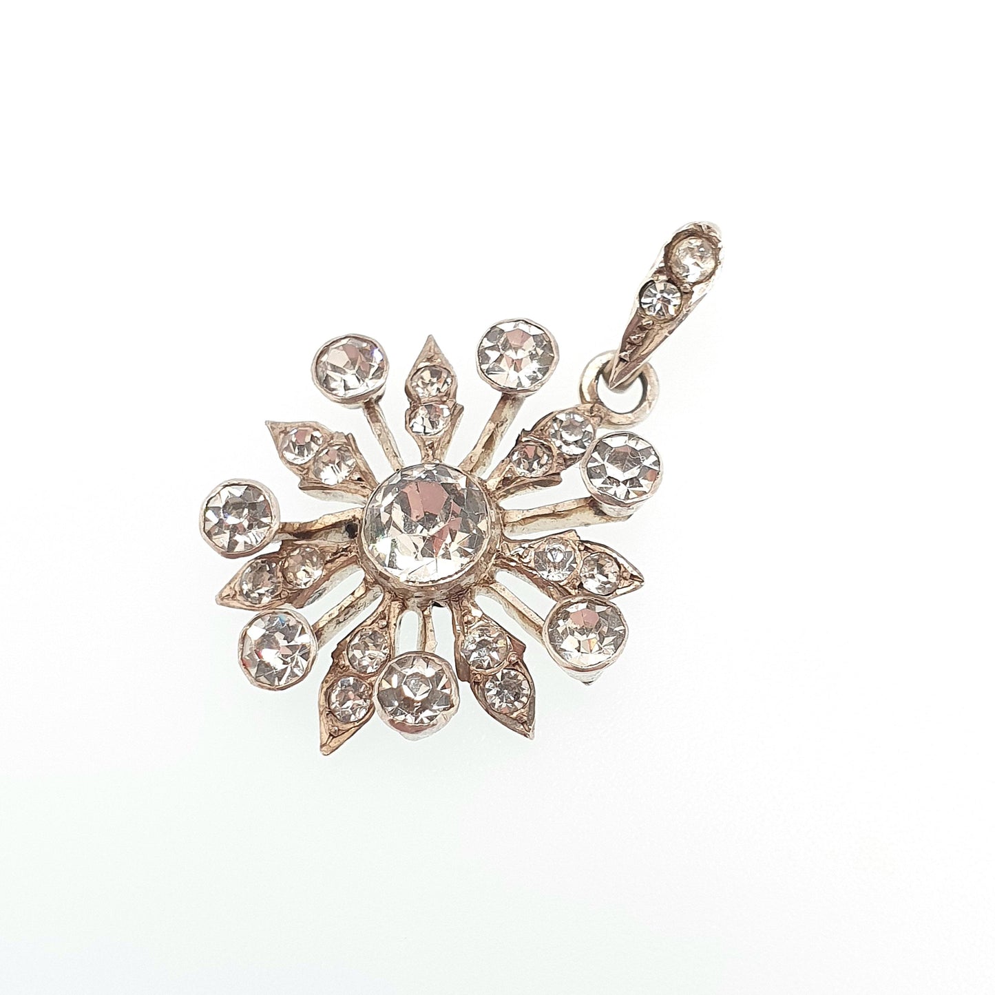 Antique Sterling Silver Star Pendant Diamond Paste Necklace Victorian Sparkly Celesital Vintage 1800s Night Womens Jewelry Jewellery