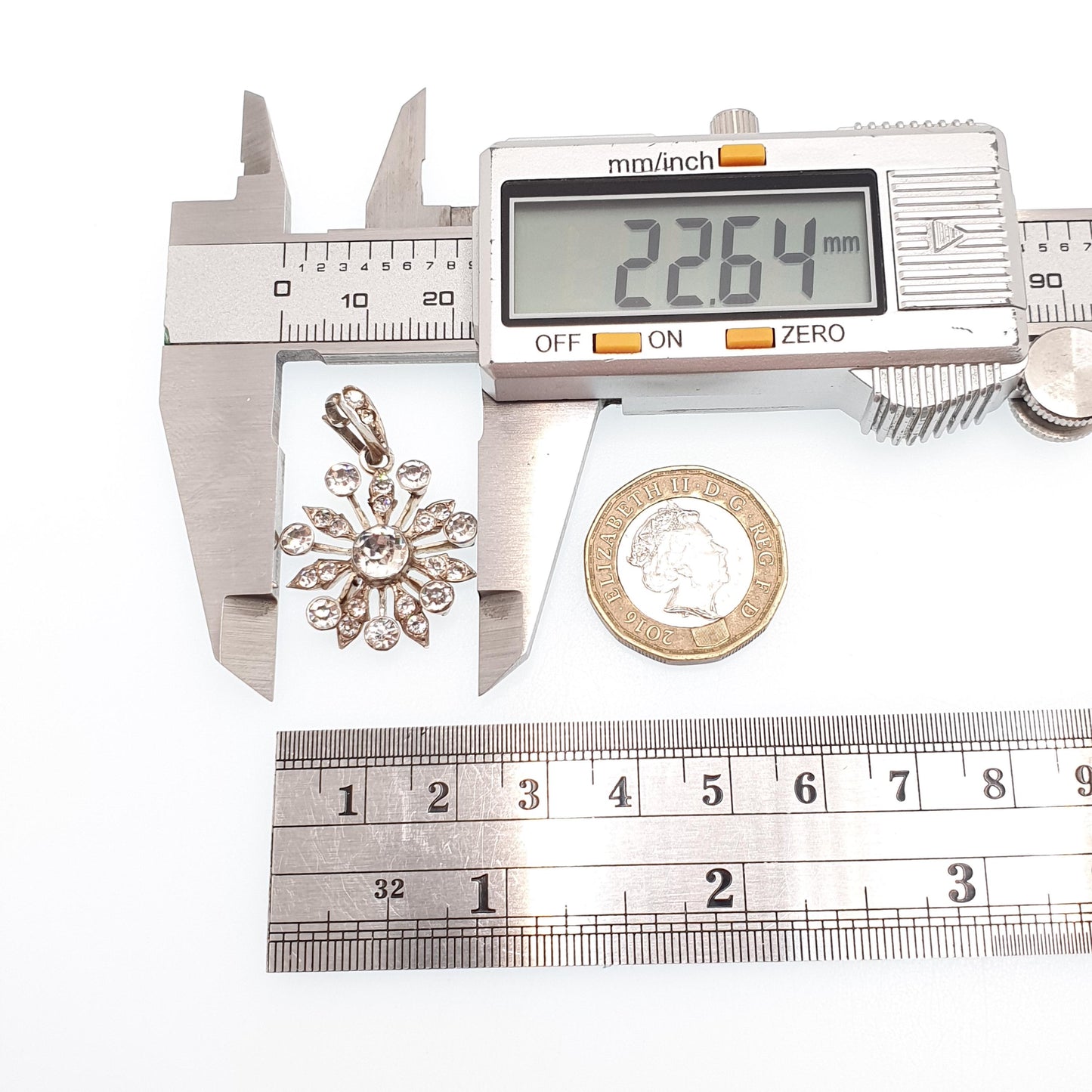 Antique Sterling Silver Star Pendant Diamond Paste Necklace Victorian Sparkly Celesital Vintage 1800s Night Womens Jewelry Jewellery