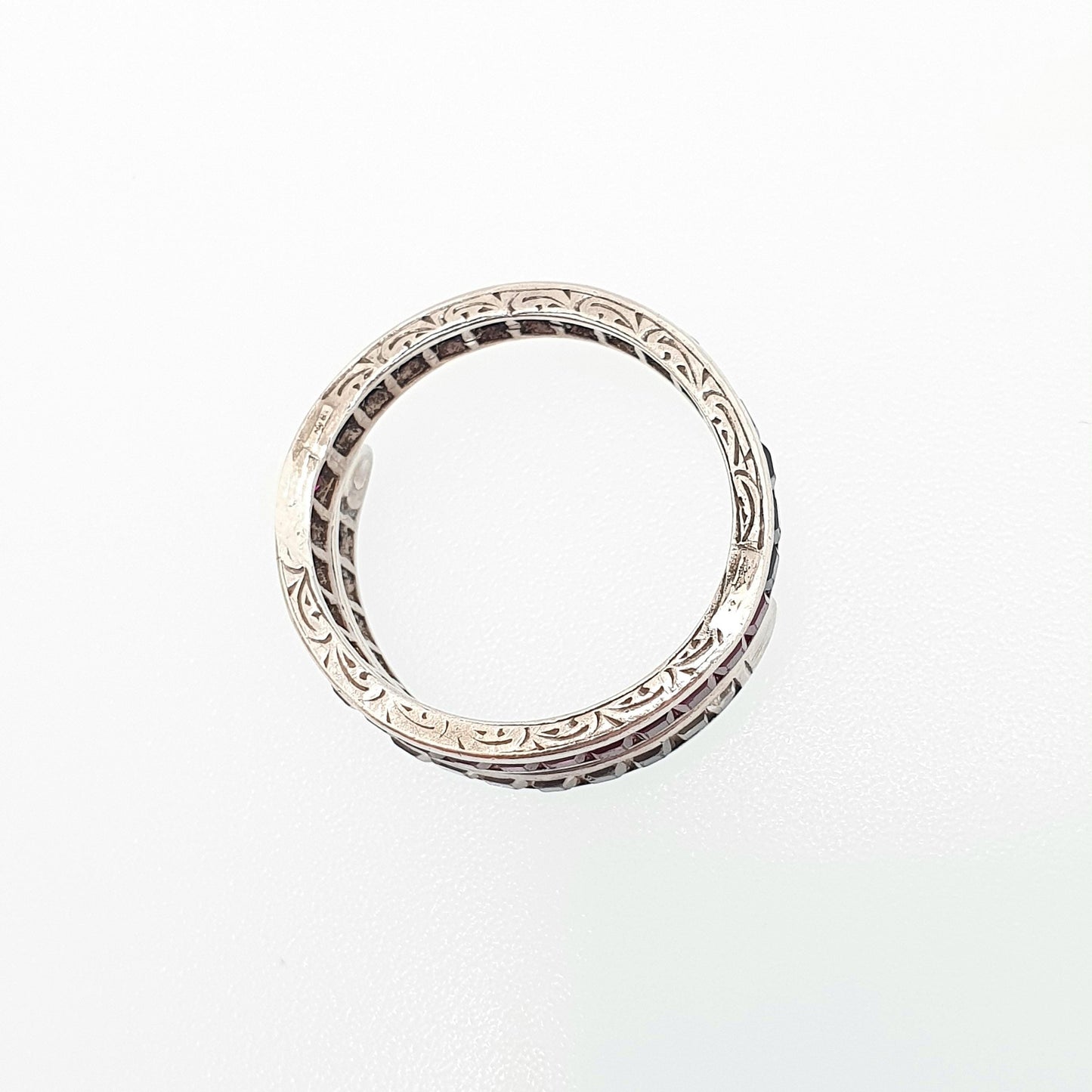 Antique Day & Night Ring Solid Silver Blue Sapphire Ruby and White Sapphire Eternity Ring Flip Over Hinge Vintage Womens Jewelry Jewellery