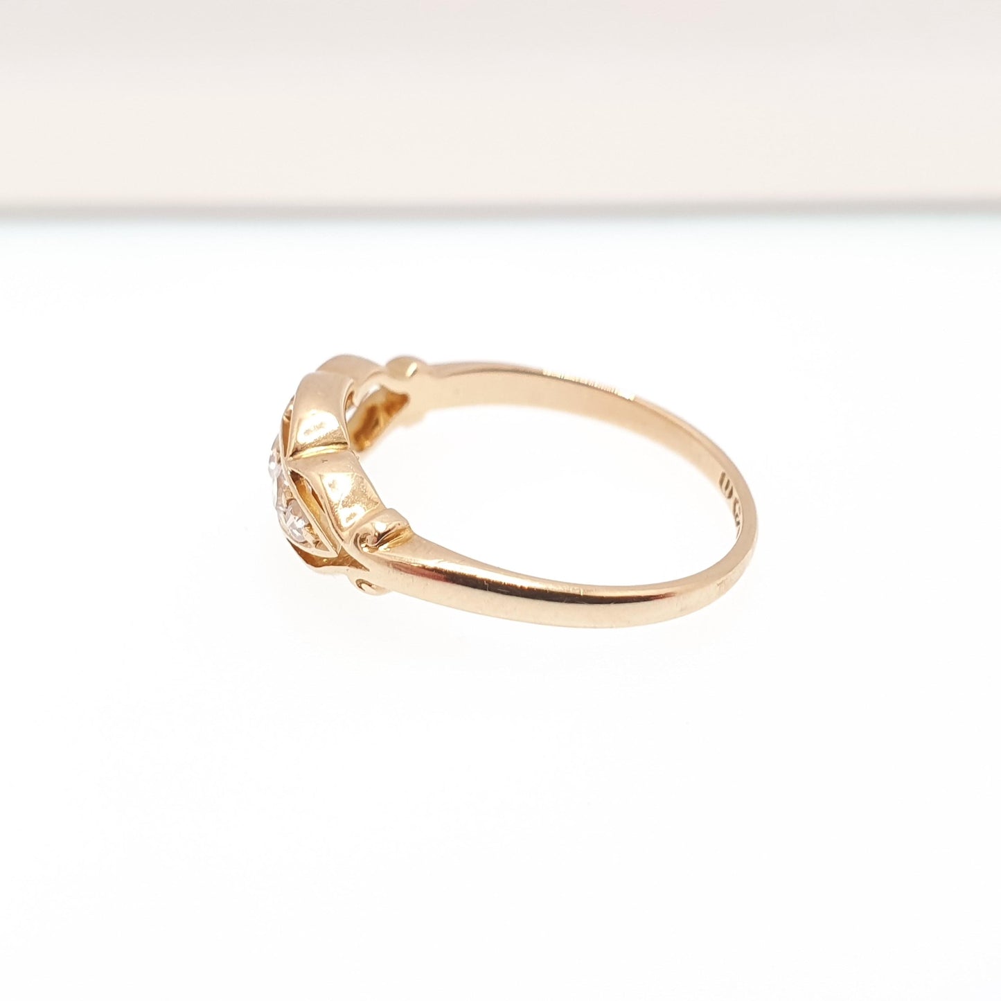 Antique 18k 18ct Gold Diamond Ring Boat Natural Old Cut 1912 Hallmark Solid 750 Engagement Wedding Estate Women Vintage Jewelry Jewellery