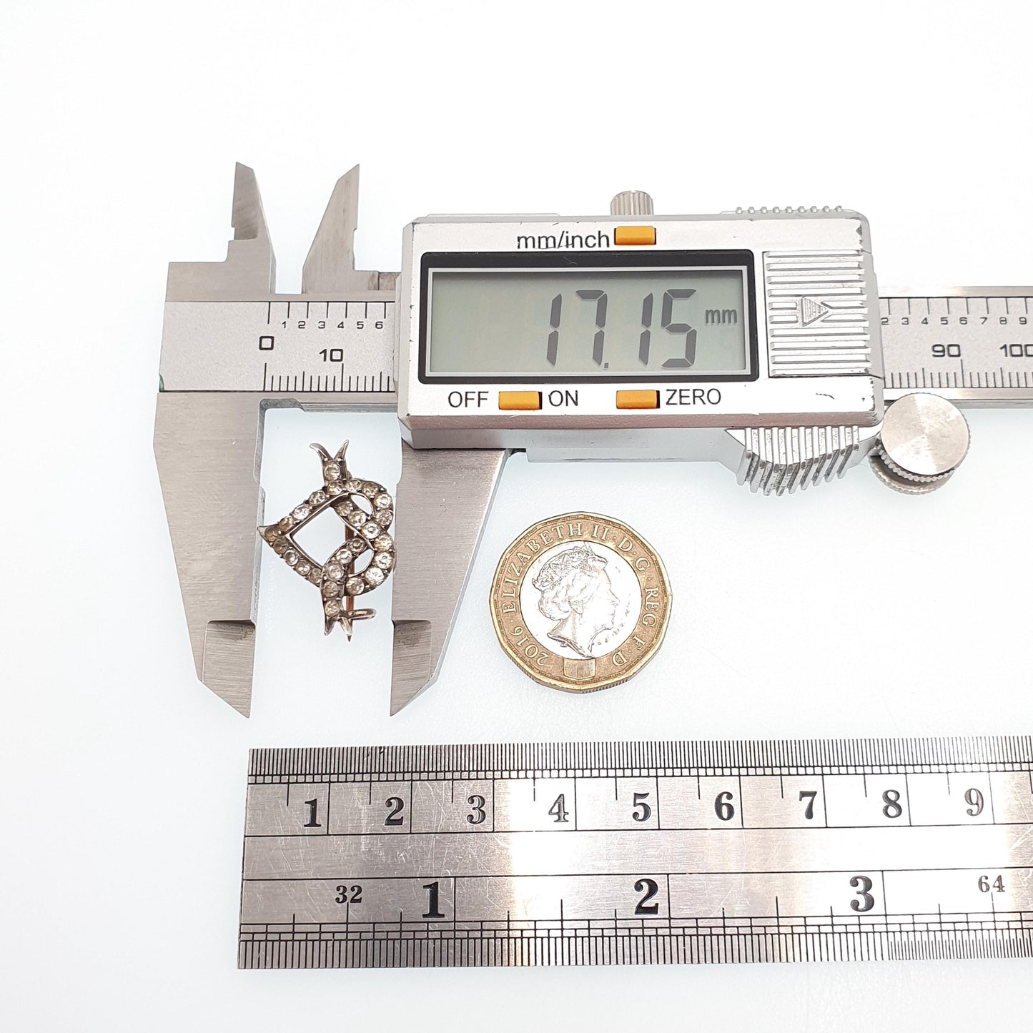 Antique Victorian Solid Silver Heart Brooch Diamond Paste Winged Ribbon Vintage 1800s Love Gift Romantic Womens Jewelry Jewellery