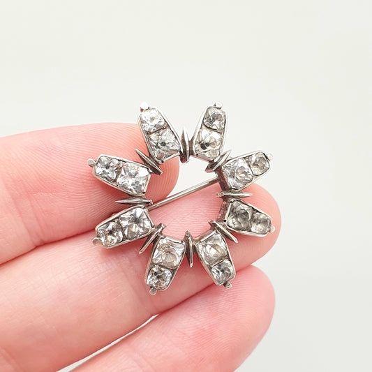 Antique Georgian Black Dot Paste Solid Silver Brooch Star Shape Old Cut Foiled Diamond Pastes Celestial Stars Vintage Jewelry Jewellery
