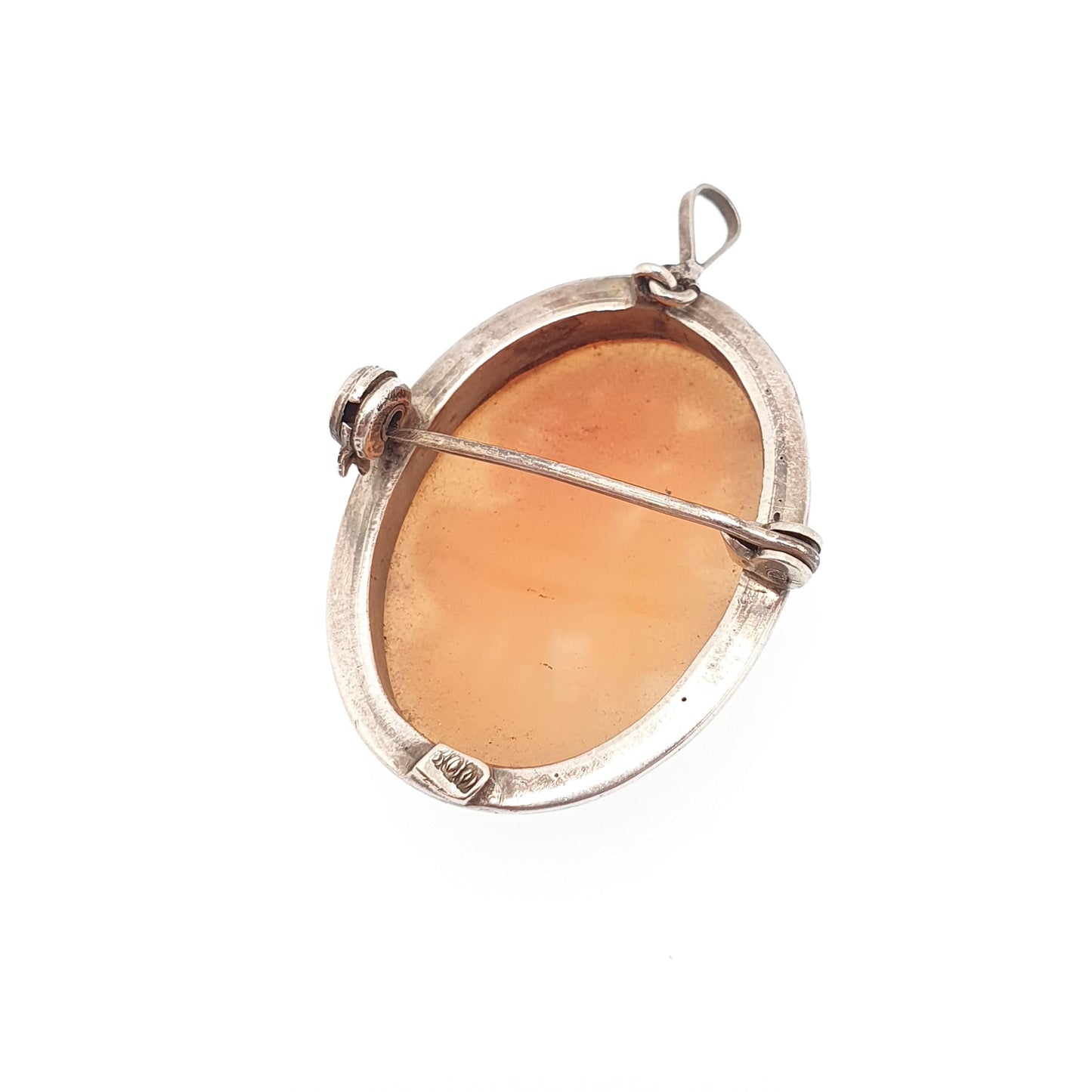 Antique Three Graces Cameo Solid Silver Pendant Necklace Brooch Hand Carved Shell Artisan European Italian Jewelry Womens Jewellery