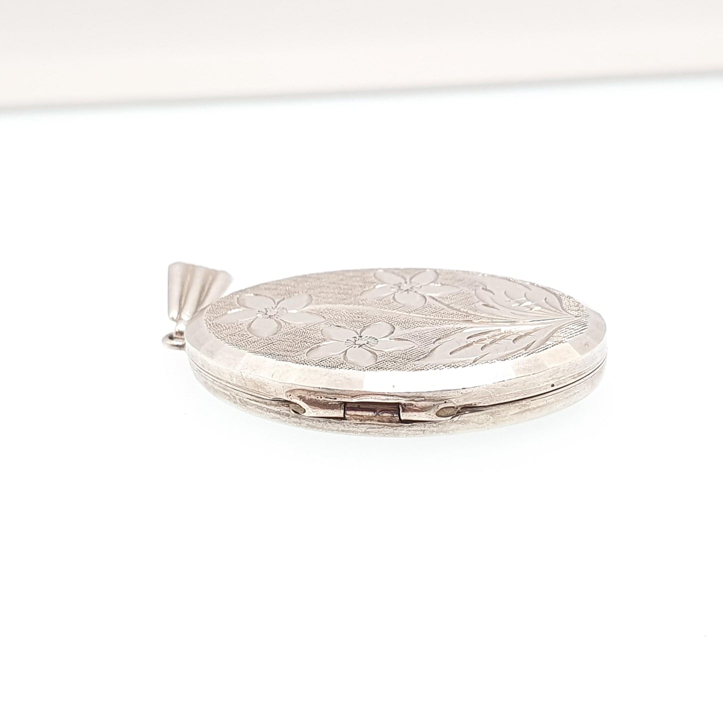 Vintage Georg Jensen Sterling Silver Locket Oval Flower Engraved Necklace Pendant Hallmark Cute Picture Photo Womens Jewellery Jewelry