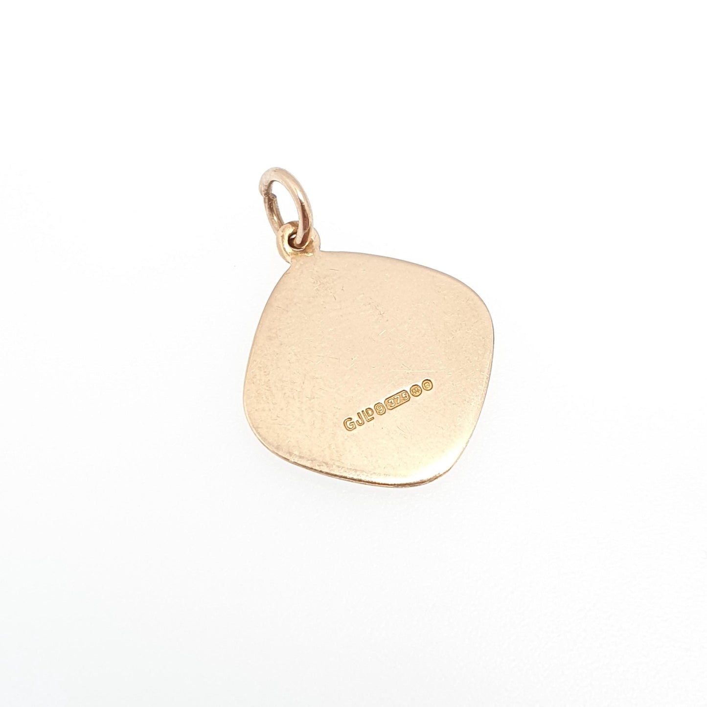 Vintage GEORG JENSEN 9ct 375 Gold St Christopher Charm Pendant Square Shape Necklace Small Solid 9k Travel Saint Jewellery Jewelry Men Women