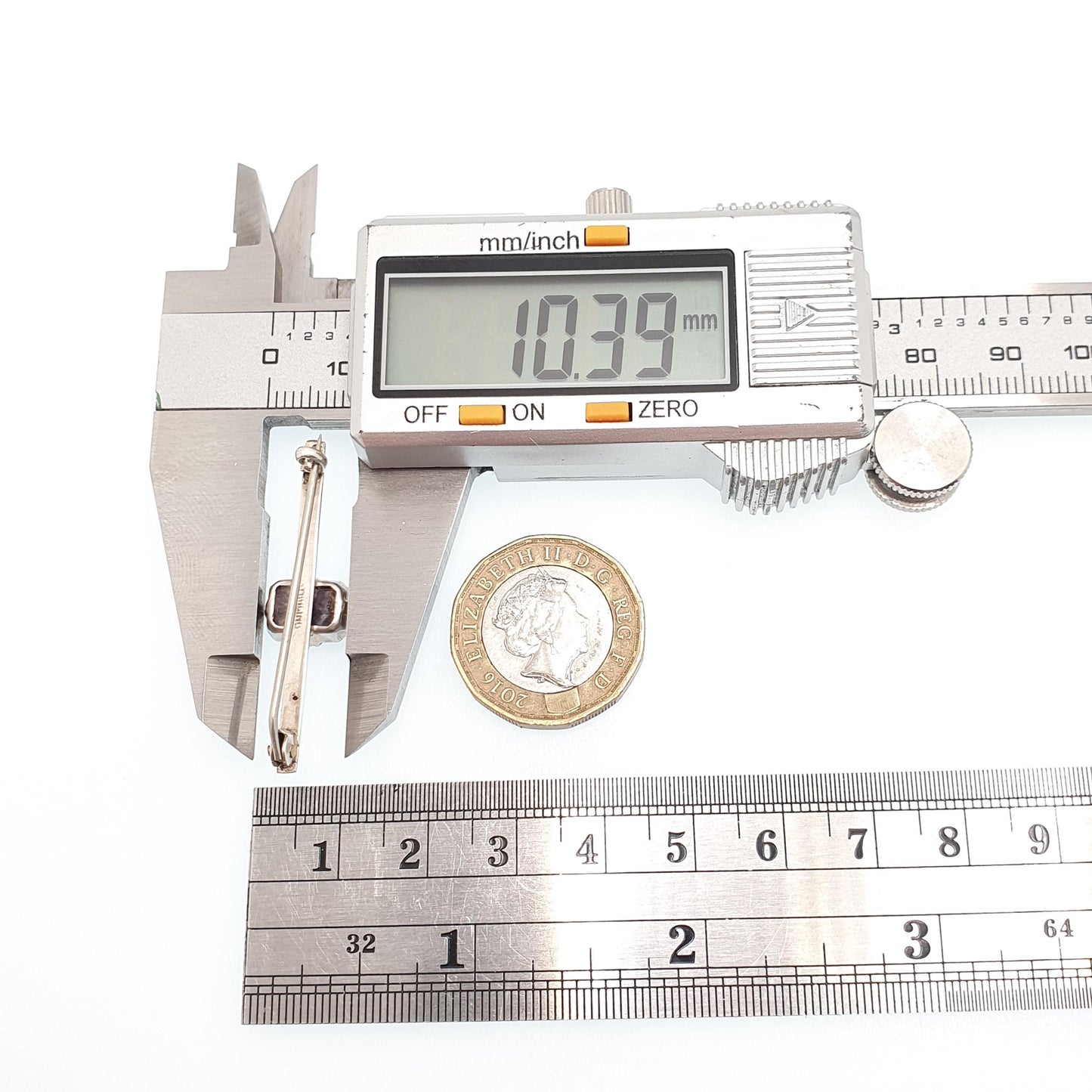 Antique Blue John Sterling Silver Brooch Bar Pin Very Rare Rectangular Cut Genuine Real Bleu Jaune Vintage Womens Jewelry Jewellery