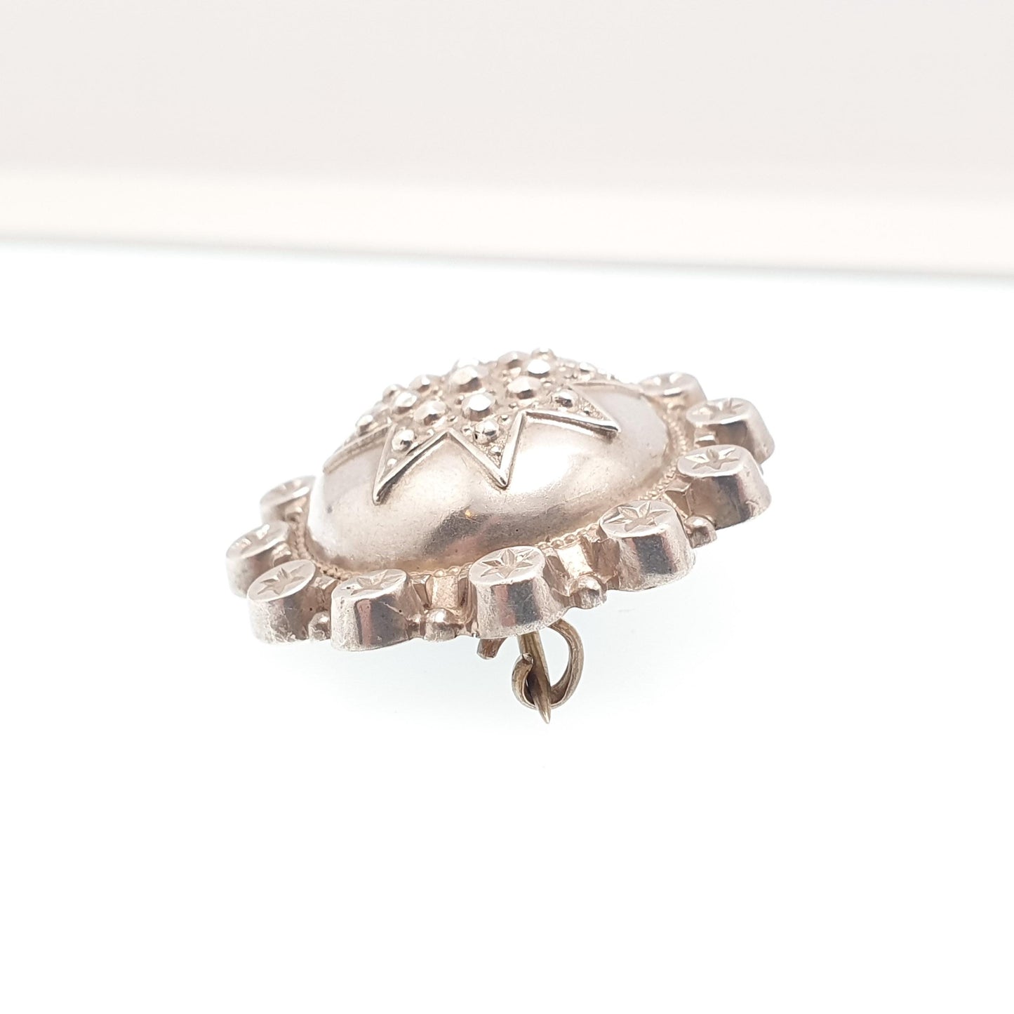 Antique Victorian Solid Silver Star Brooch Pastry Cutter Sweetheart Etruscan Moon Celestial Starry Large Vintage 1800s Jewelry Jewellery