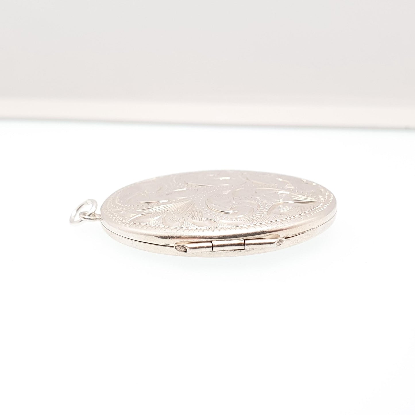 Vintage Sterling Silver Locket Large Big Oval 1972 Hallmark Pendant Necklace Engraved Retro Fine Solid 925 Jewelry Womens Jewellery