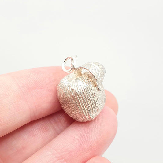 Vintage Sterling Silver Apple Necklace Pendant Kitsch Fruit 1976 Hallmarked Eden Adam Eve Jewellery Retro Solid 925 Womens Jewelry Jewellery