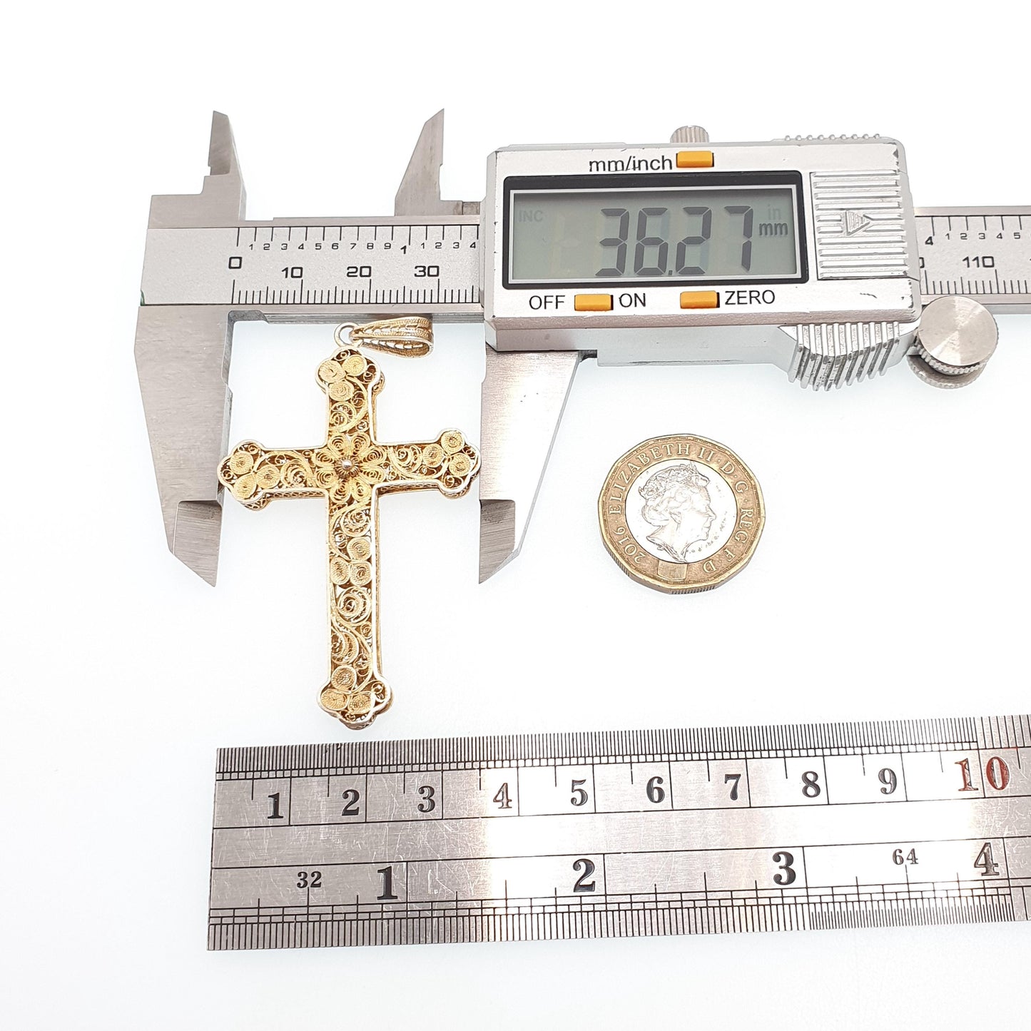 Antique Solid Silver Crucifix Necklace Cross Filigree Pendant Gold Vermeil Victorian Large Big Catholic Christian Jewelry Vintage Jewelry