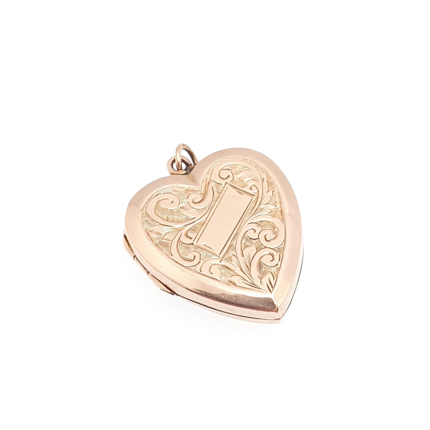 Antique 9ct Rose Gold Heart Locket Engraved Solid 9k 375 Victorian Pendant Fine Estate Back & Front Cute Necklace Jewelry Womens Jewellery