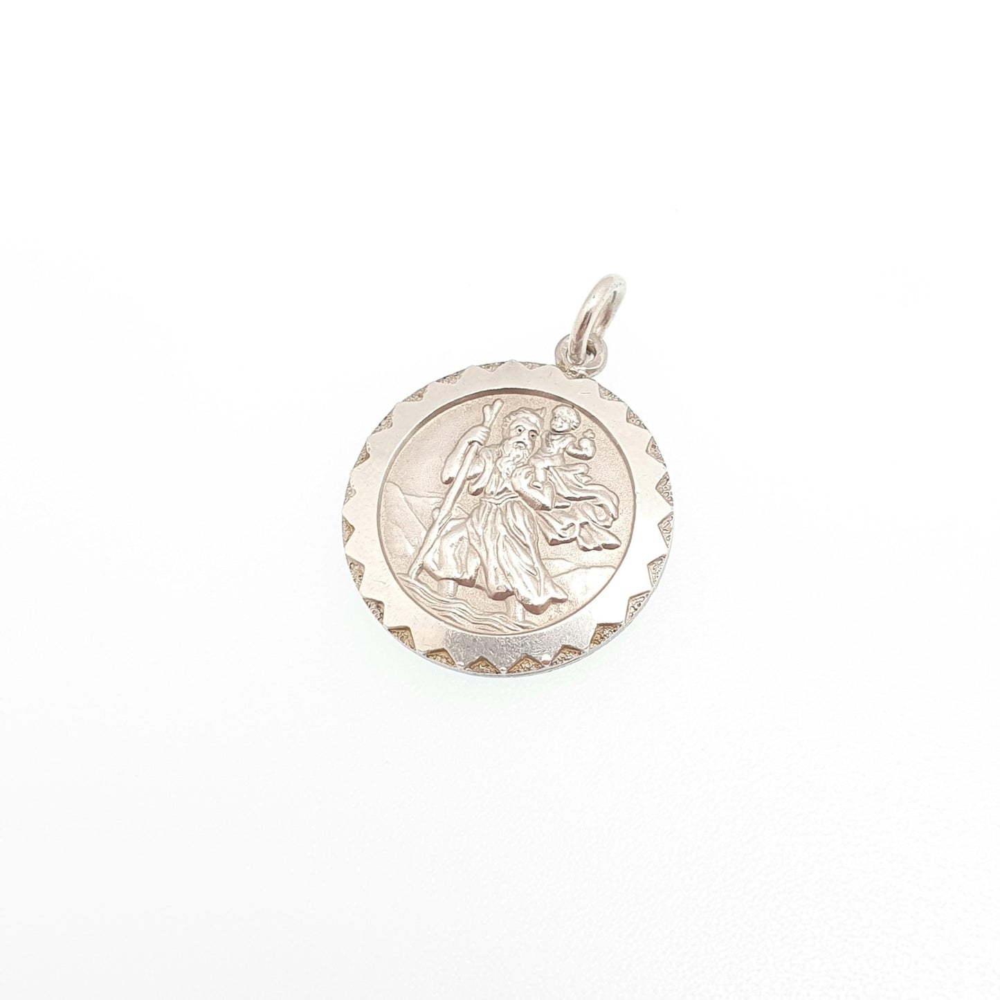 GEORG JENSEN Vintage Sterling Silver St Christopher Pendant Necklace Small Plane Car Double Sided Genuine Saint Jewellery Jewelry Women