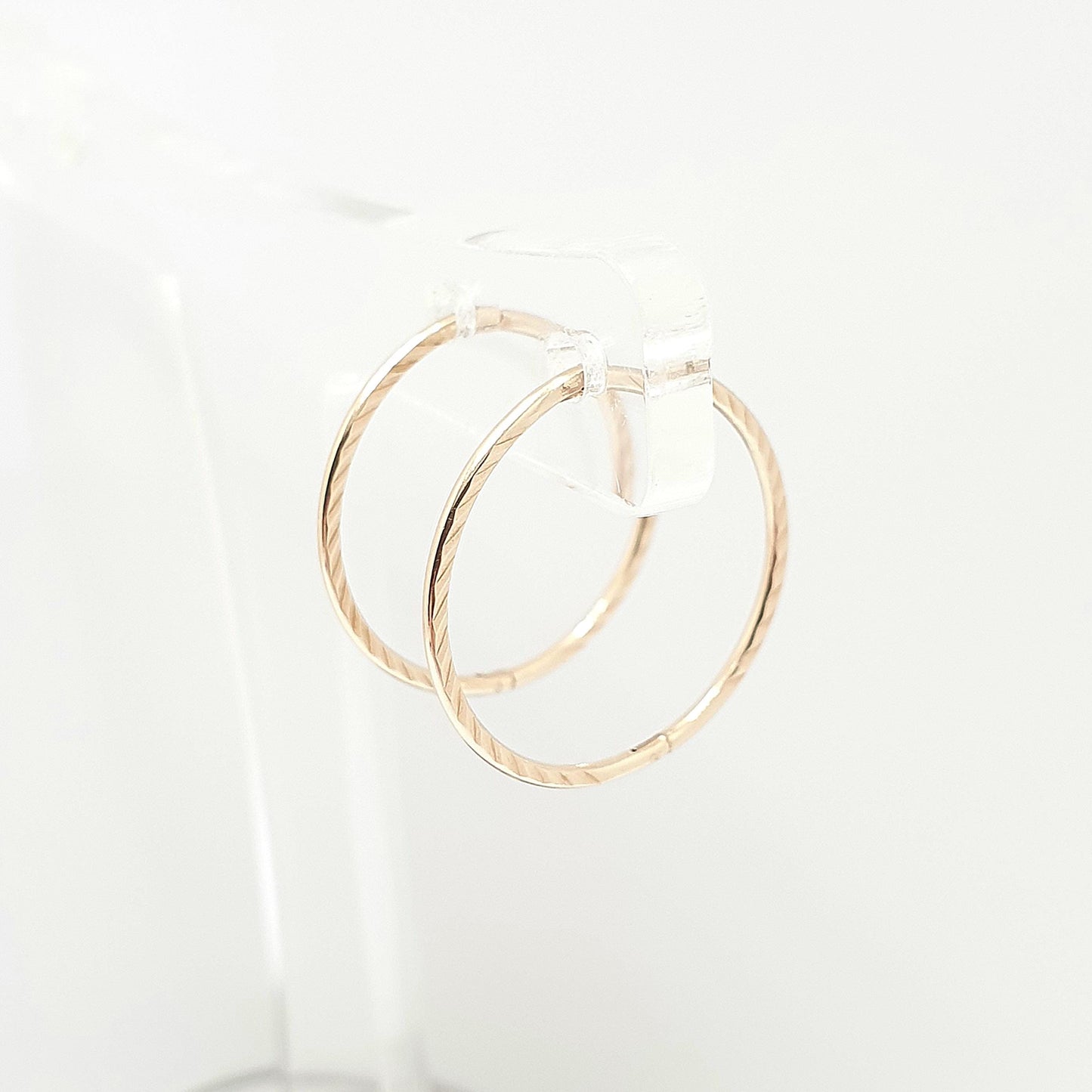 Vintage 9k 9ct Gold Hoop Earrings Full Round Circle Loop Solid 375 Engraved Lined 1980s Grooved Etched Ladies Womens Jewelry Jewellery