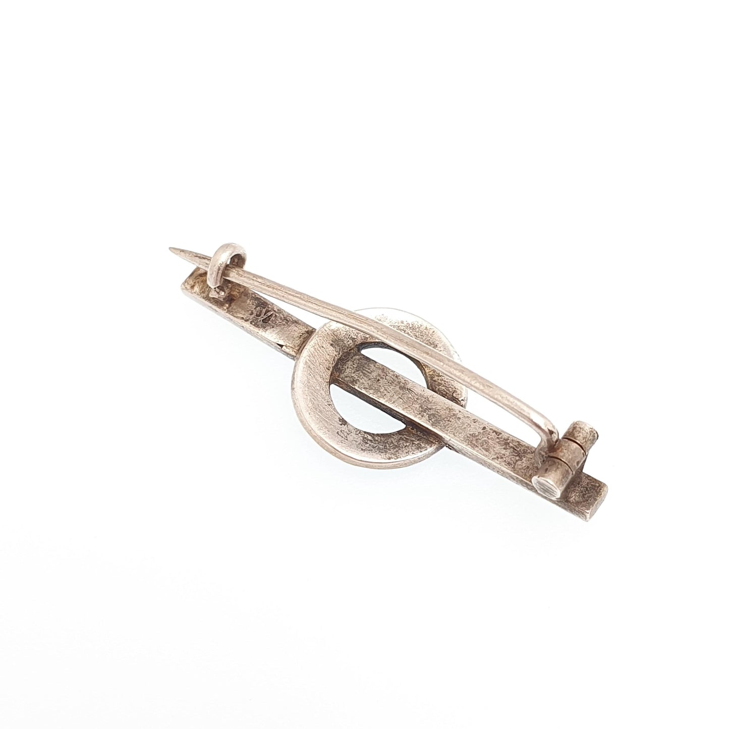 Antique Victorian Solid Silver Turquoise Brooch Circle O 0 Zero Bar Pin Infinity Natural Gemstone Victoria Womens Jewelry Jewellery Vintage