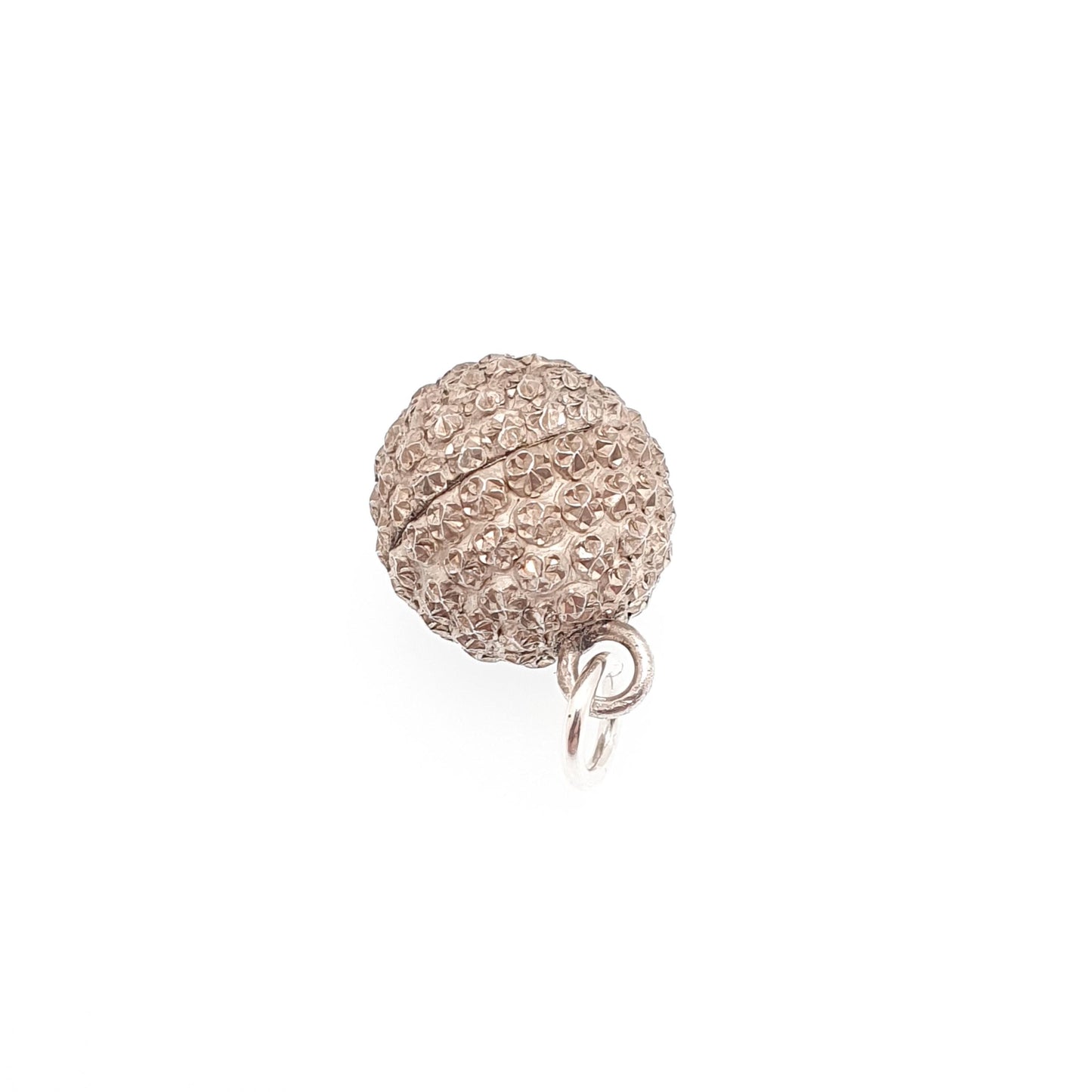 Antique Victorian Solid Silver Bead Ball Pendant Charm Necklace Pastry Cutter Globe Sweetheart Genuine 1800s Aesthetic Jewelry Jewellery