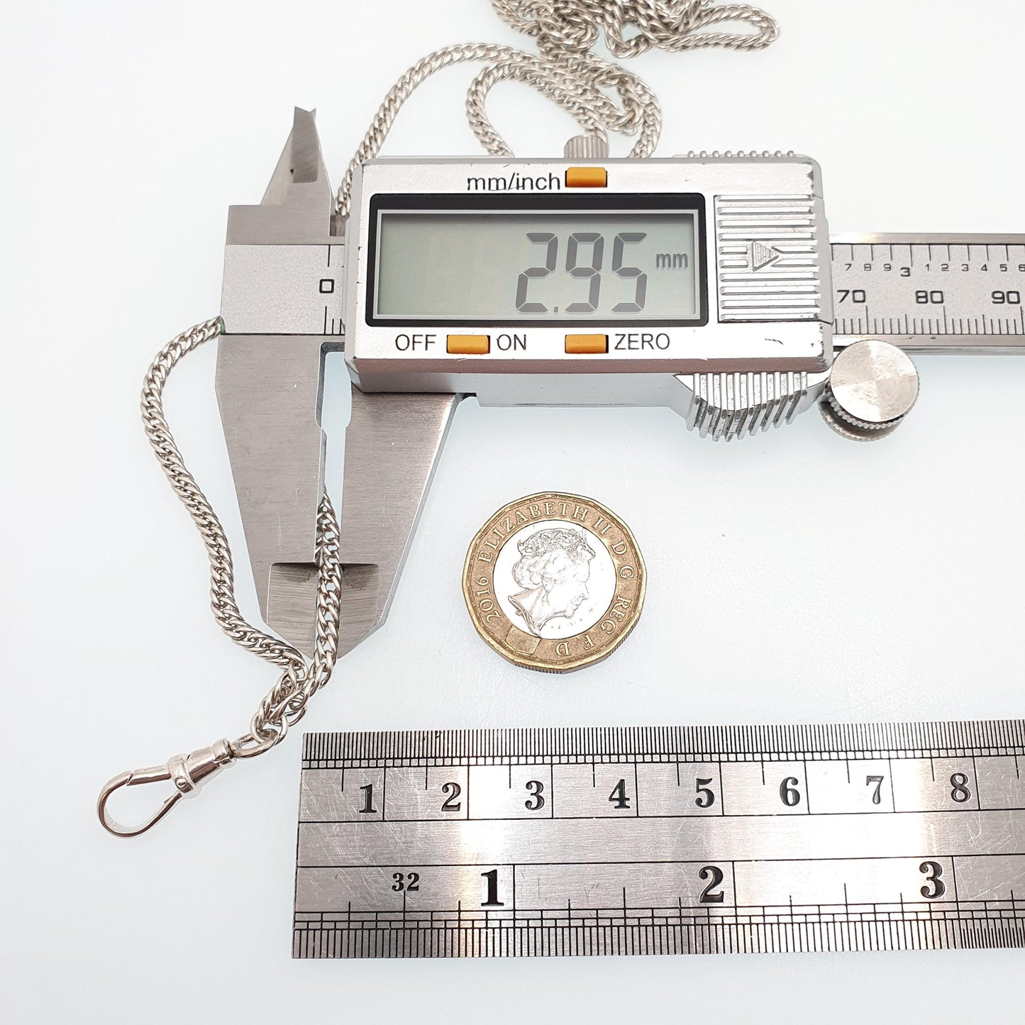 Antique Victorian Muff Chain Solid Silver Necklace Dog Clip 148cm 58" 35.98g Curb Link Very Long Heavy Guard Solid 925 Vintage Womens