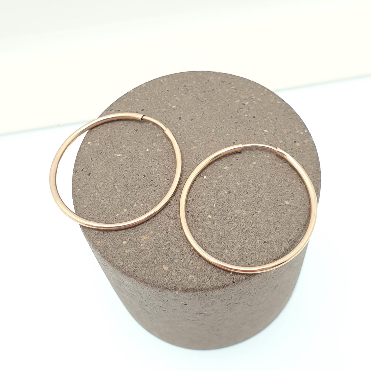 Vintage 9k 9ct Gold Hoop Earrings Sleeper Full Round Circle Loop Solid 375 Smooth Ladies Womens 1980s Stud Yellow Retro Jewelry Jewellery