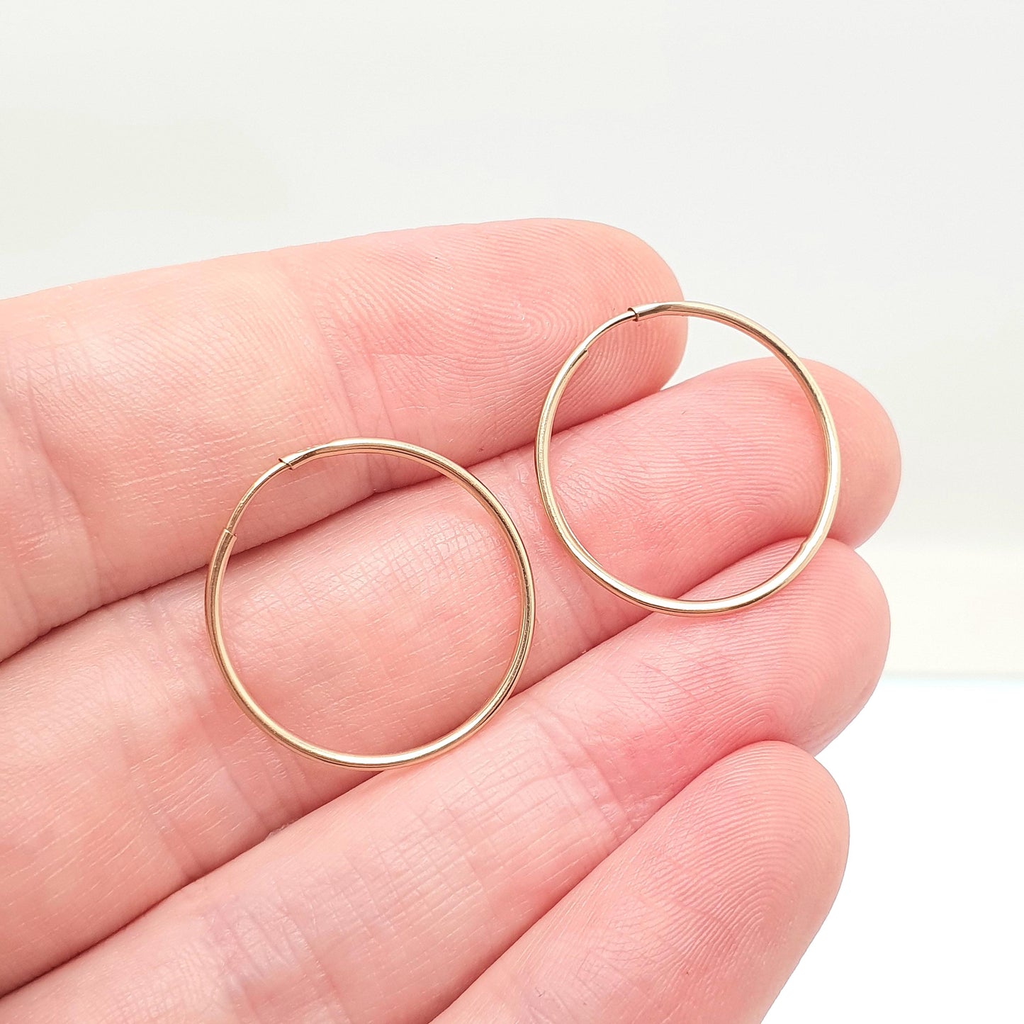 Vintage 9k 9ct Gold Hoop Earrings Sleeper Full Round Circle Loop Solid 375 Smooth Ladies Womens 1980s Stud Yellow Retro Jewelry Jewellery