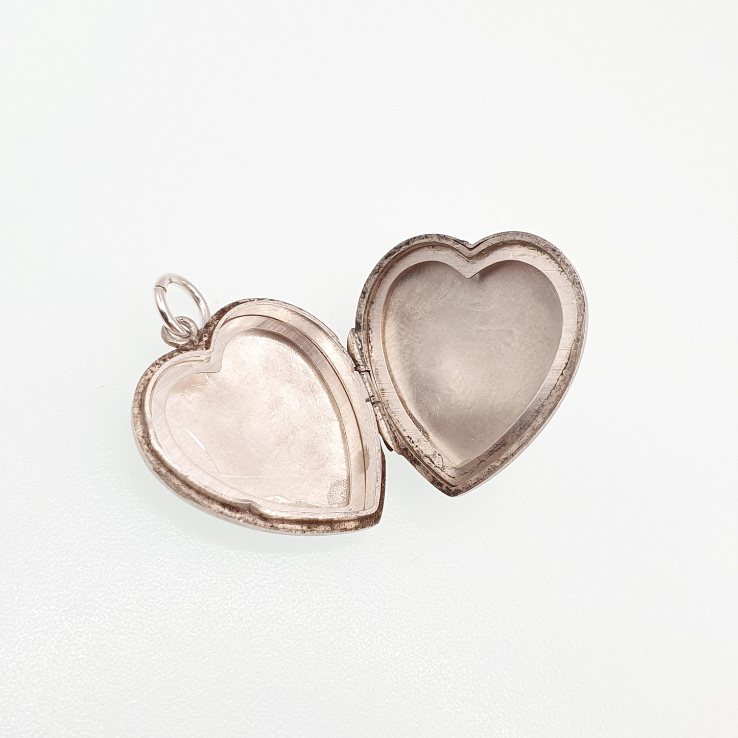 Antique Sterling Silver Sunburst Heart Locket Necklace Pendant Art Deco Lined Picture Photo Love 1920s Womens Jewelry Jewellery Vintage