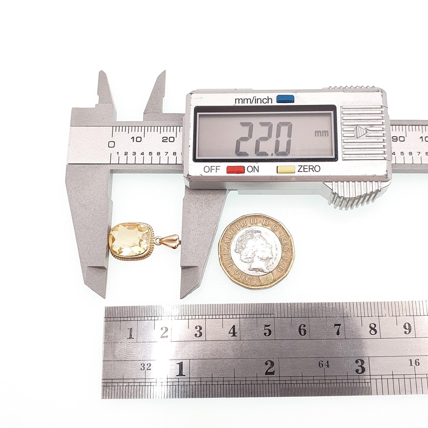 Vintage 9ct 9k Gold Citrine Pendant Necklace Solid 375 Rectangular Cushion Cut Orange Cognac Quartz Hallmarked Womens Jewellery Jewelry