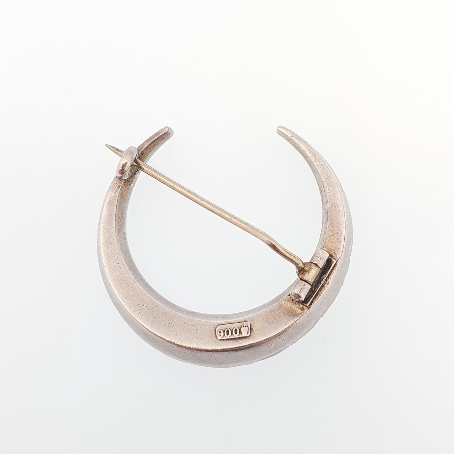 Antique Solid Silver Paste Crescent Moon Brooch PARISIAN DIAMOND COMPANY Star Victorian Night Sparkly Celestial Jewelry Jewellery Vintage