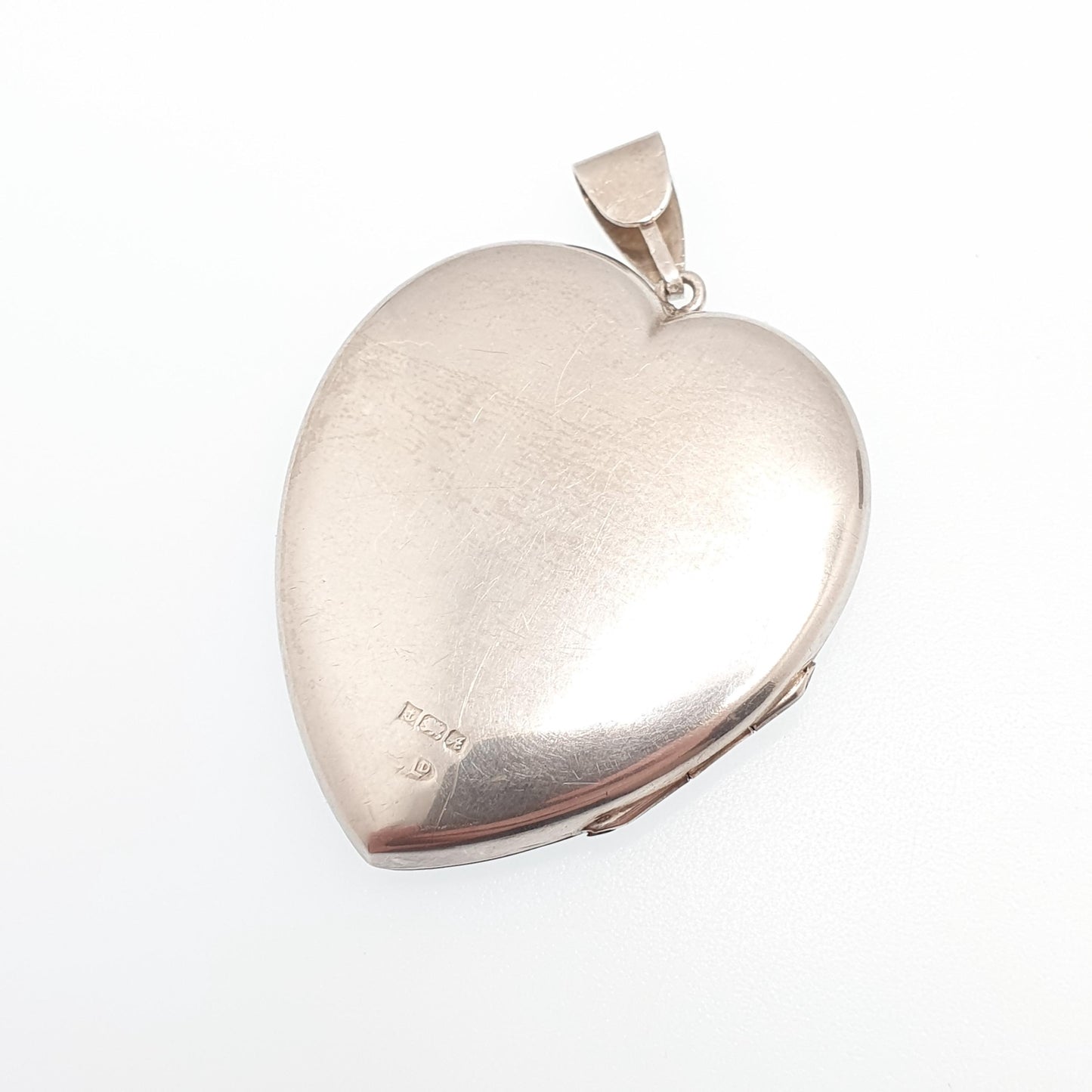 Vintage Sterling Silver Large Heart Locket Big Necklace Pendant Hand Engraved Solid 925 Cute Picture Photo Womens Ladies Jewelry Jewellery