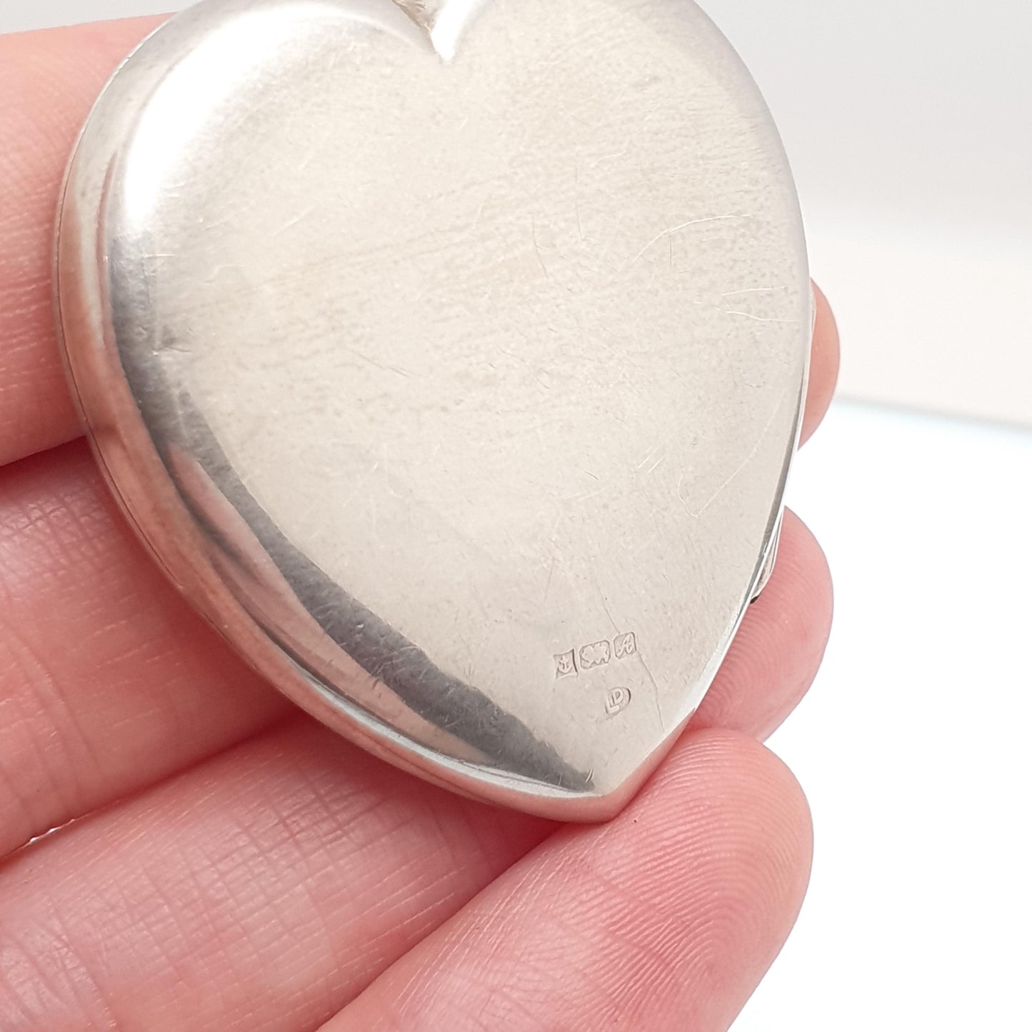 Vintage Sterling Silver Large Heart Locket Big Necklace Pendant Hand Engraved Solid 925 Cute Picture Photo Womens Ladies Jewelry Jewellery