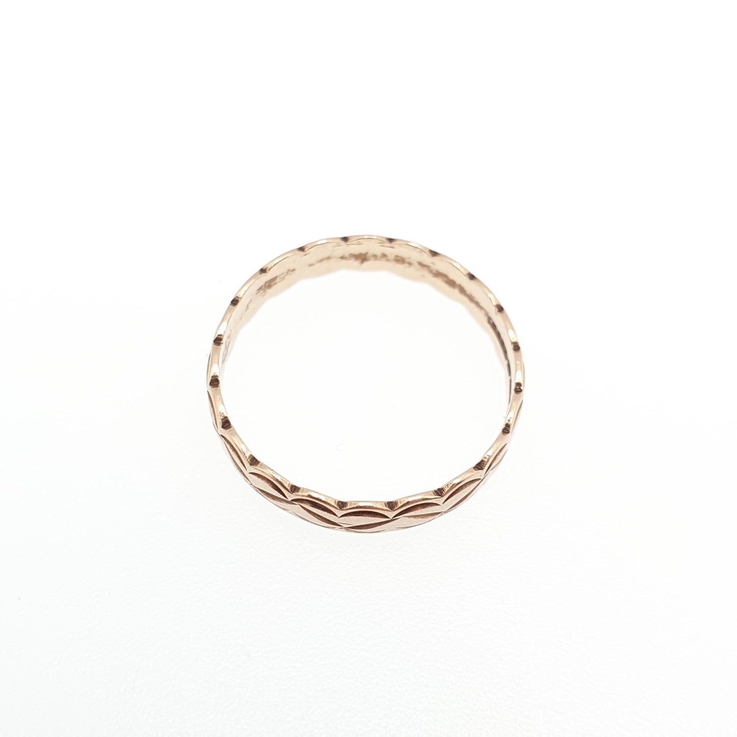 Vintage 9ct 9kt Gold Band Ring Etched Face Solid 9k 375 Wedding Stacking Stacker Gift  Yellow Smooth Mens Womens Fine Jewelry Jewellery