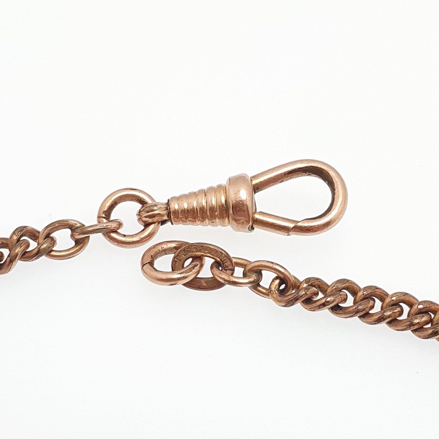Antique Rolled Rose Gold Chain Necklace Dog Clip Albert Chain Fancy Curb Link 42cm 16.5" 15.20g Gold Filled Womens Vintage Jewelry Jewellery