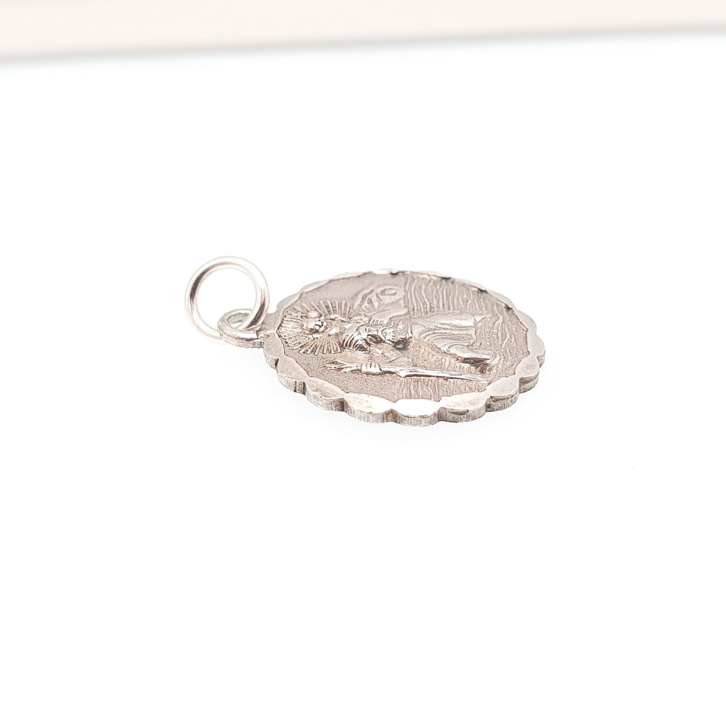 GEORG JENSEN Vintage Sterling Silver St Christopher Pendant Necklace Small Plane Car Double Sided Genuine Saint Jewellery Jewelry Women