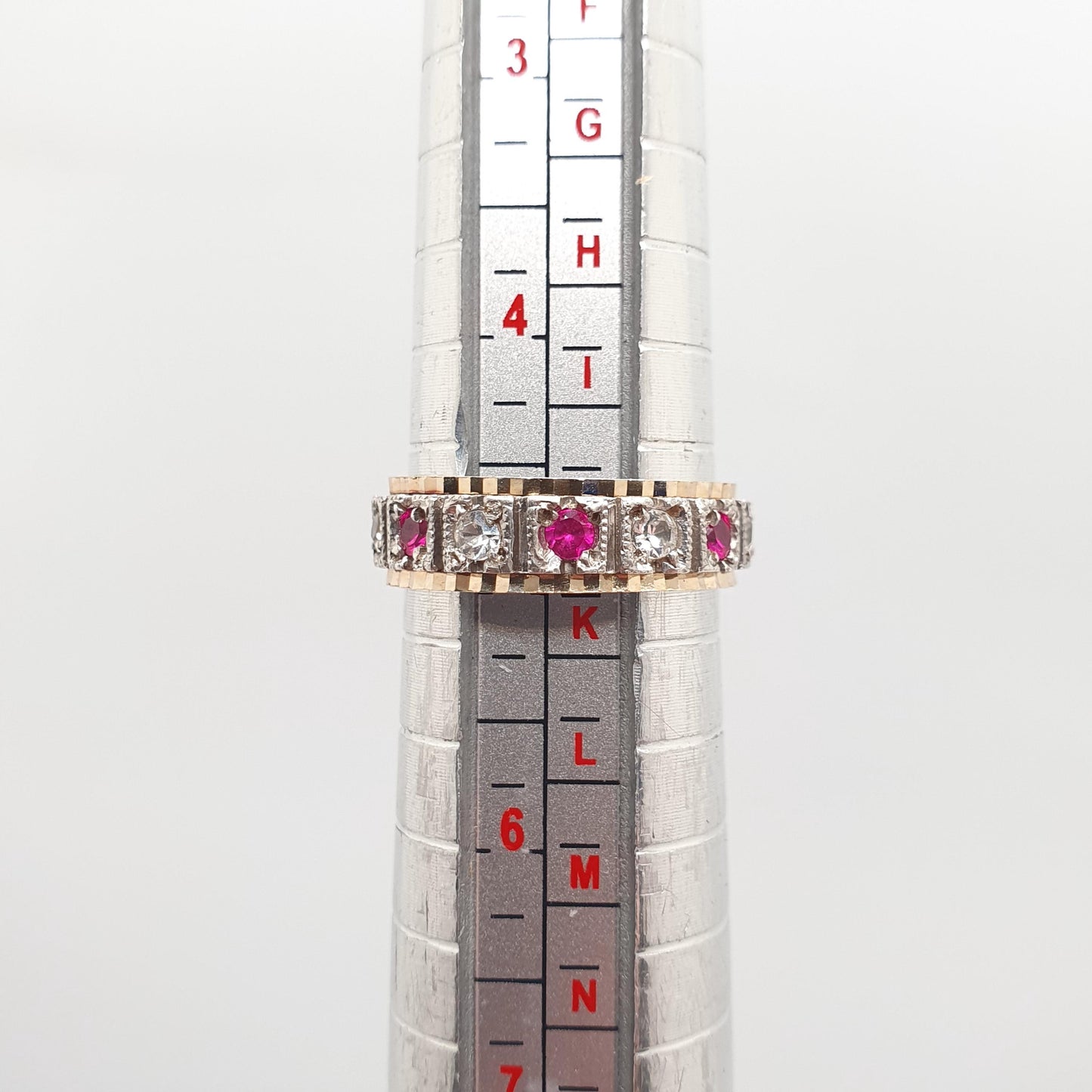 Antique Eternity Ring 9ct Gold Ruby Spinel Solid 9k 375 & Silver 1920s Fine Rare Full Estate Red Gemstone Womens Jewellery Jewelry