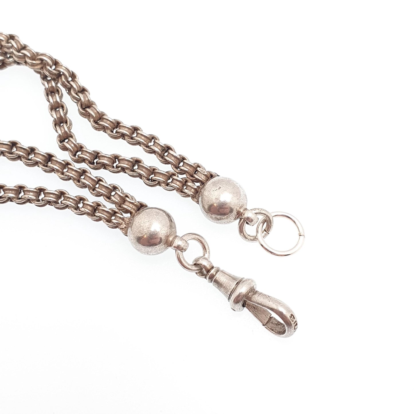 Antique Solid Silver Albertina Bracelet Victorian Etruscan Bead Belcher Link Engraved Chain 10.09g 19cm Vintage Womens Jewelry Jewellery
