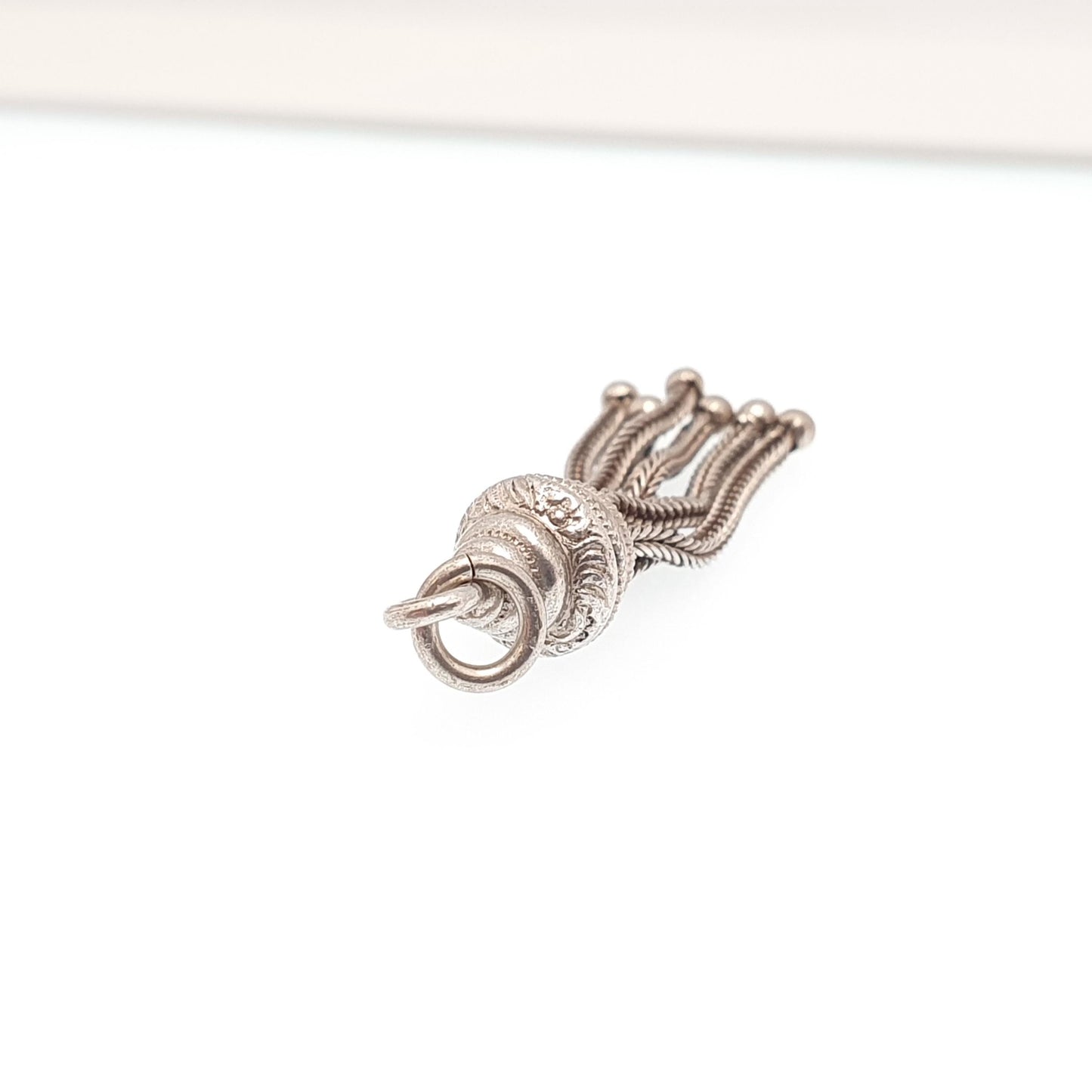 Antique Solid Silver Tassel Fob Victorian Necklace Pendant Bracelet Charm 1800s Genuine Albert Albertina Chain Vintage Womens Jewelry