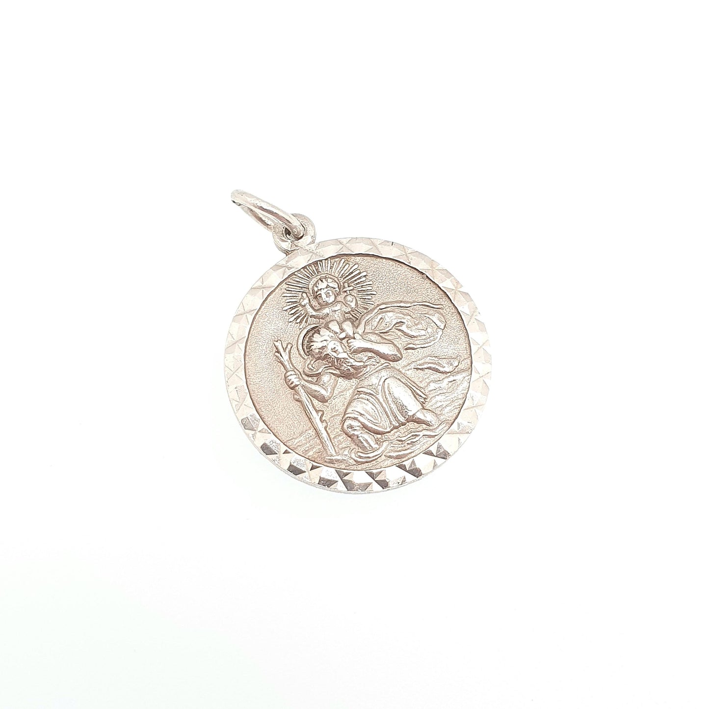 GEORG JENSEN Vintage Sterling Silver St Christopher Pendant Necklace Small Hallmark Genuine Saint Jewellery Jewelry Men Women 925 Travel