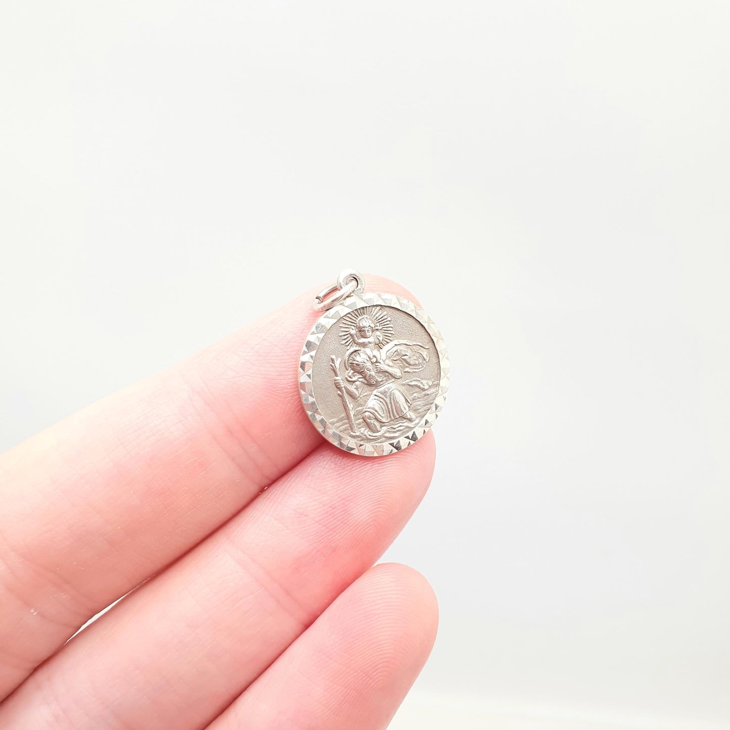 GEORG JENSEN Vintage Sterling Silver St Christopher Pendant Necklace Small Hallmark Genuine Saint Jewellery Jewelry Men Women 925 Travel