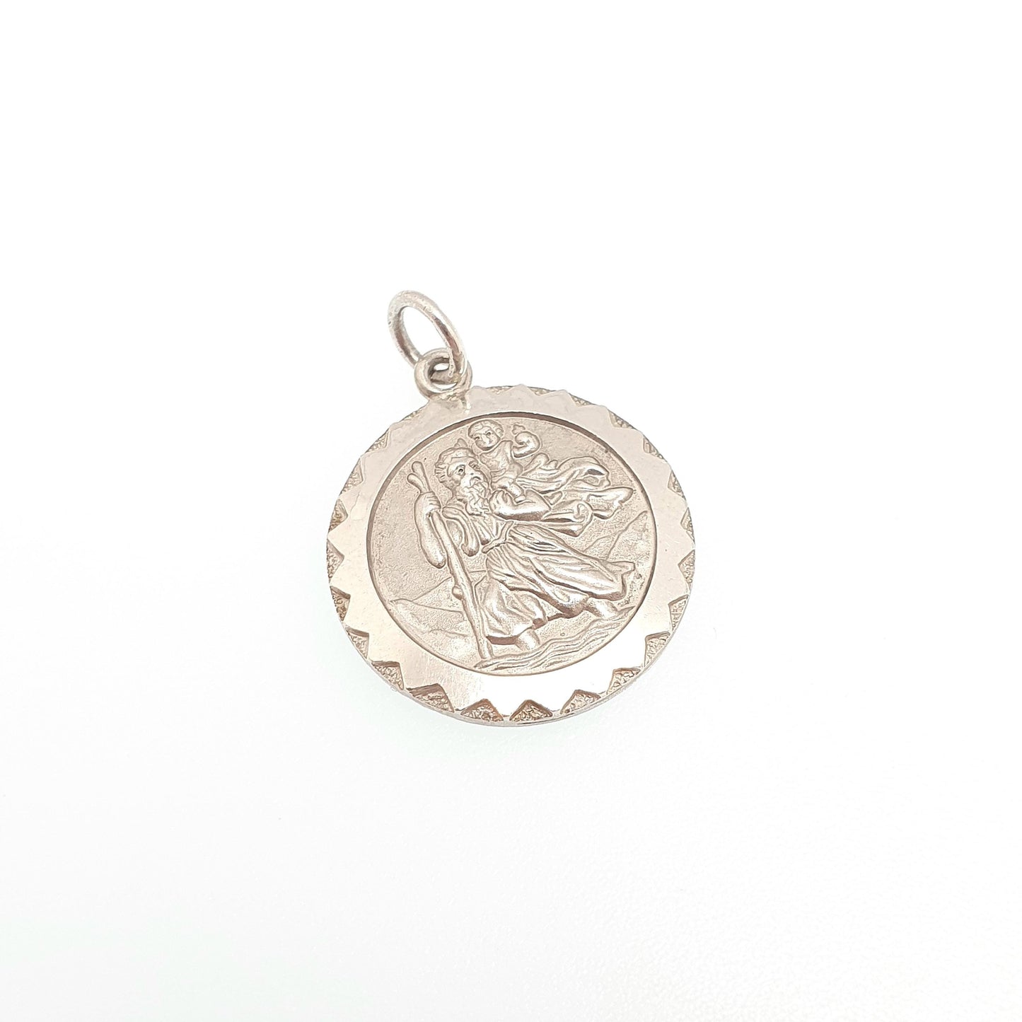 GEORG JENSEN Vintage Sterling Silver St Christopher Pendant Necklace Small Plane Car Double Sided Genuine Saint Jewellery Jewelry Women