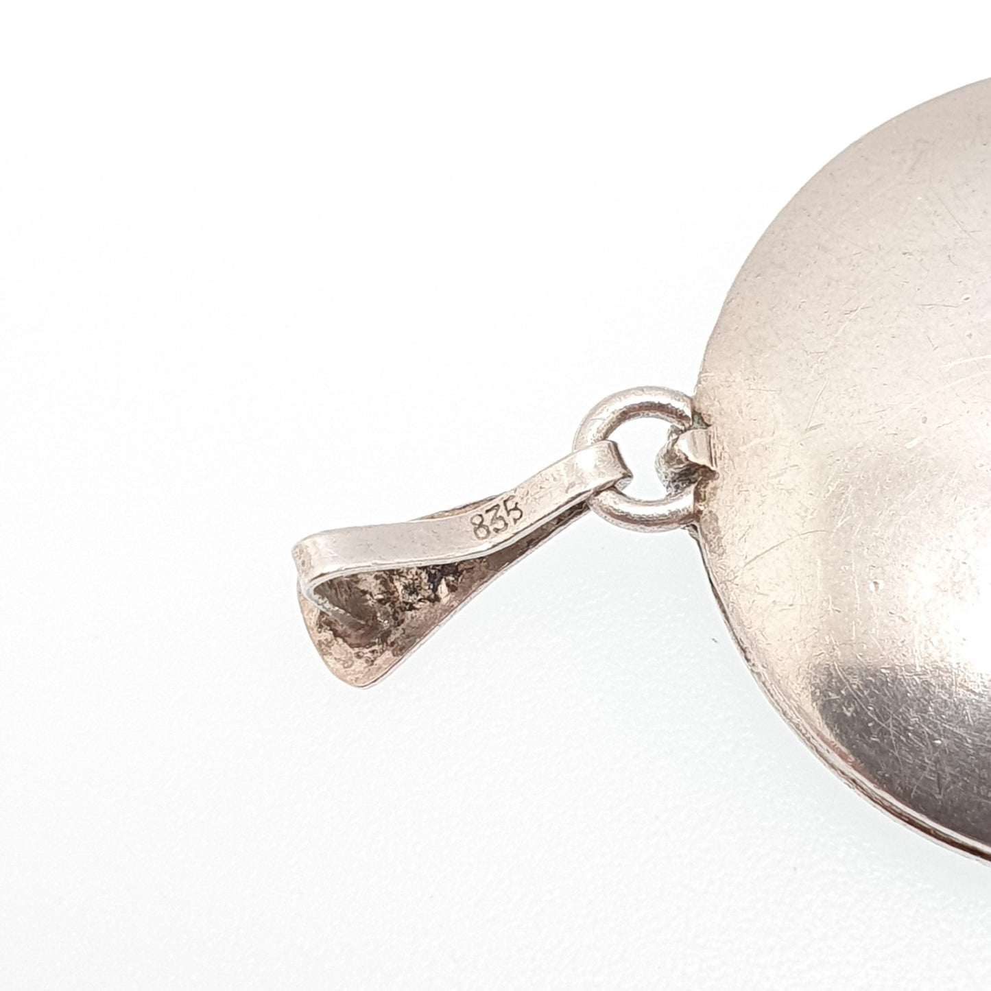 Antique Solid Silver Locket Art Deco Geometric Pattern Round Circle Necklace Pendant Rare Fine 1920s Picture Photo Jewelry Vintage Jewellery
