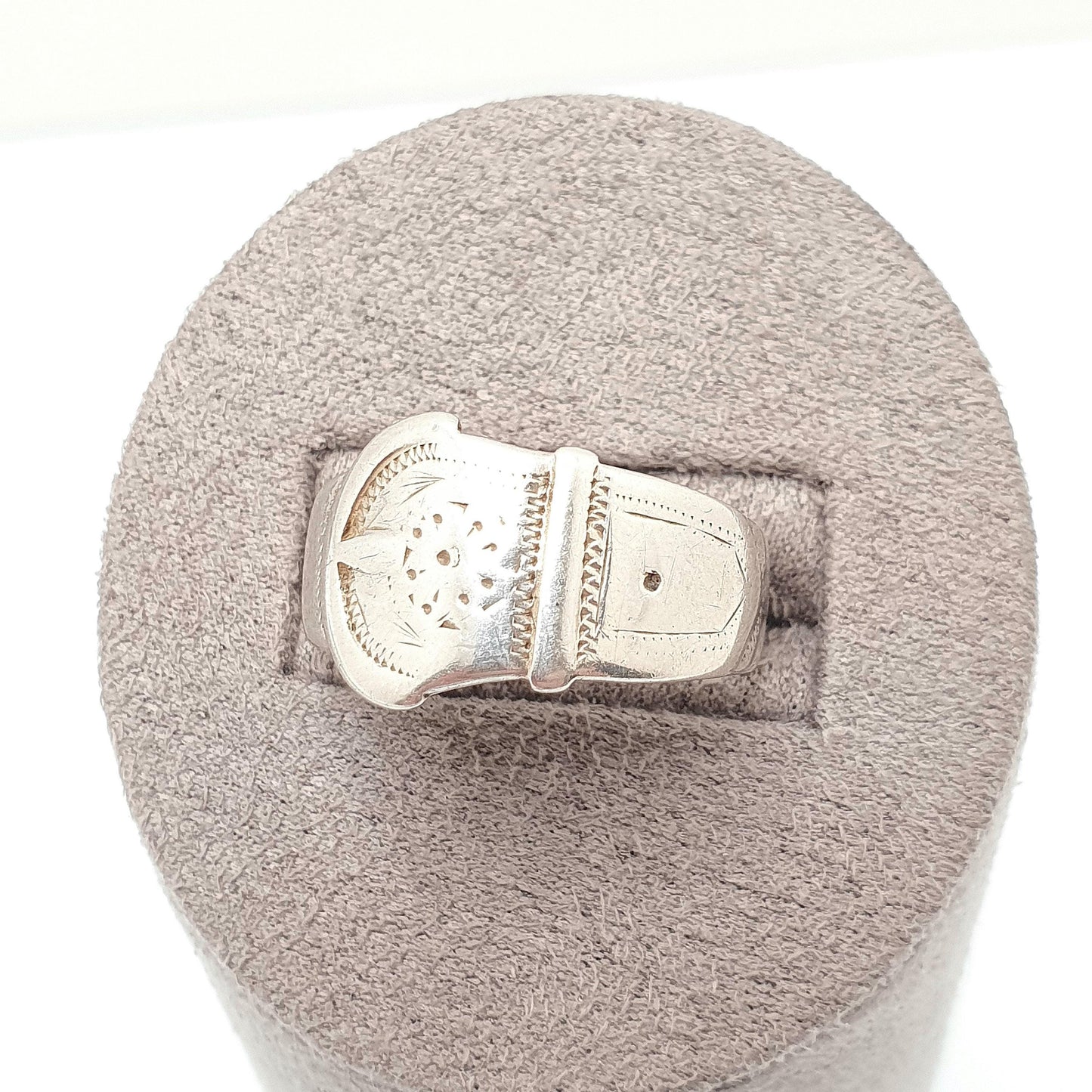Vintage Sterling Silver Belt Buckle Thick Band Ring Chunky 1981 Solid 925 Victorian Revival Big Large Unisex Womens Mens Jewelry Jewellery