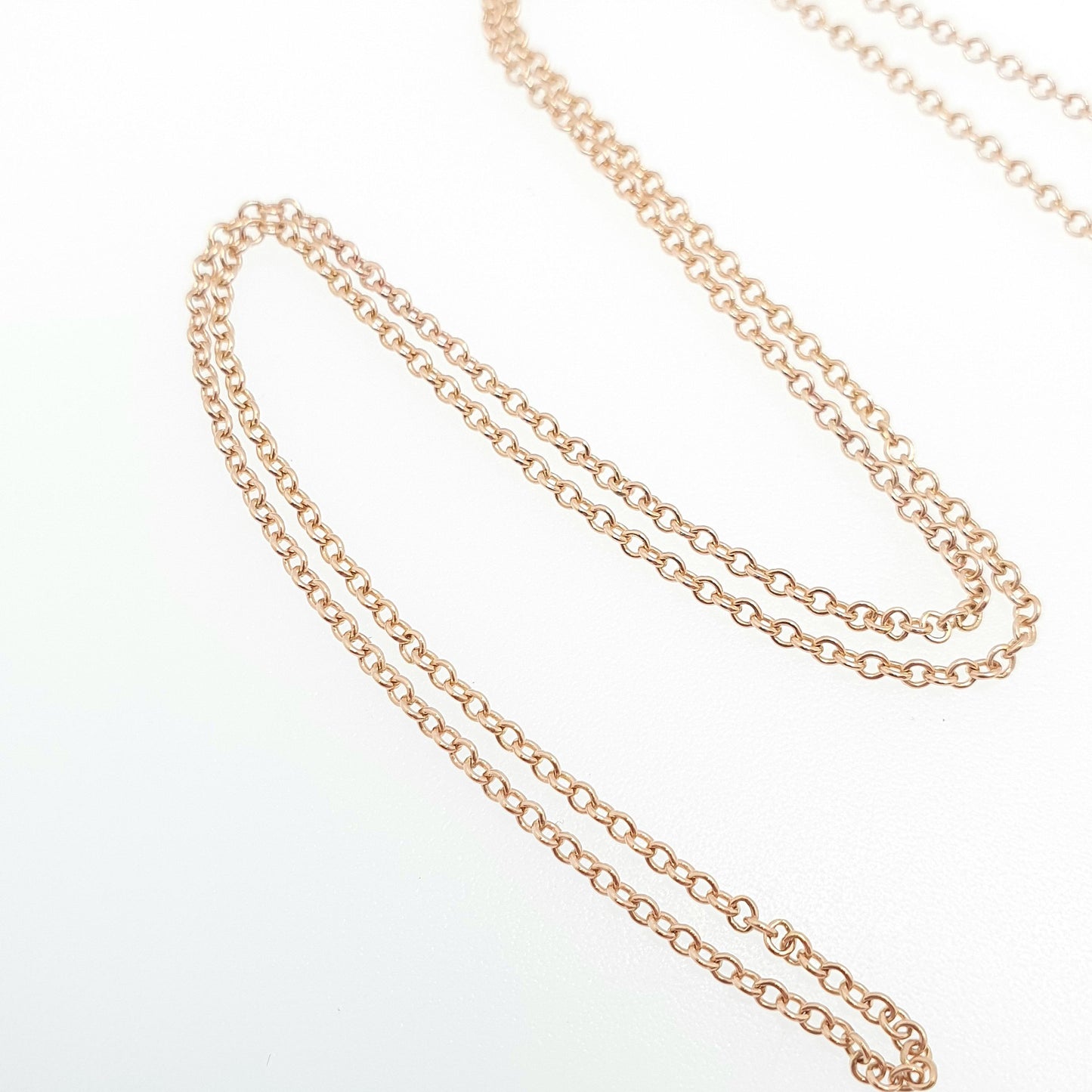 Antique 9ct 375 Rose Gold Chain Necklace Cable Rolo Trace Link 43cm 17" 1.86g Solid 9 Carat 9k Genuine Vintage Womens Jewelry Jewelry