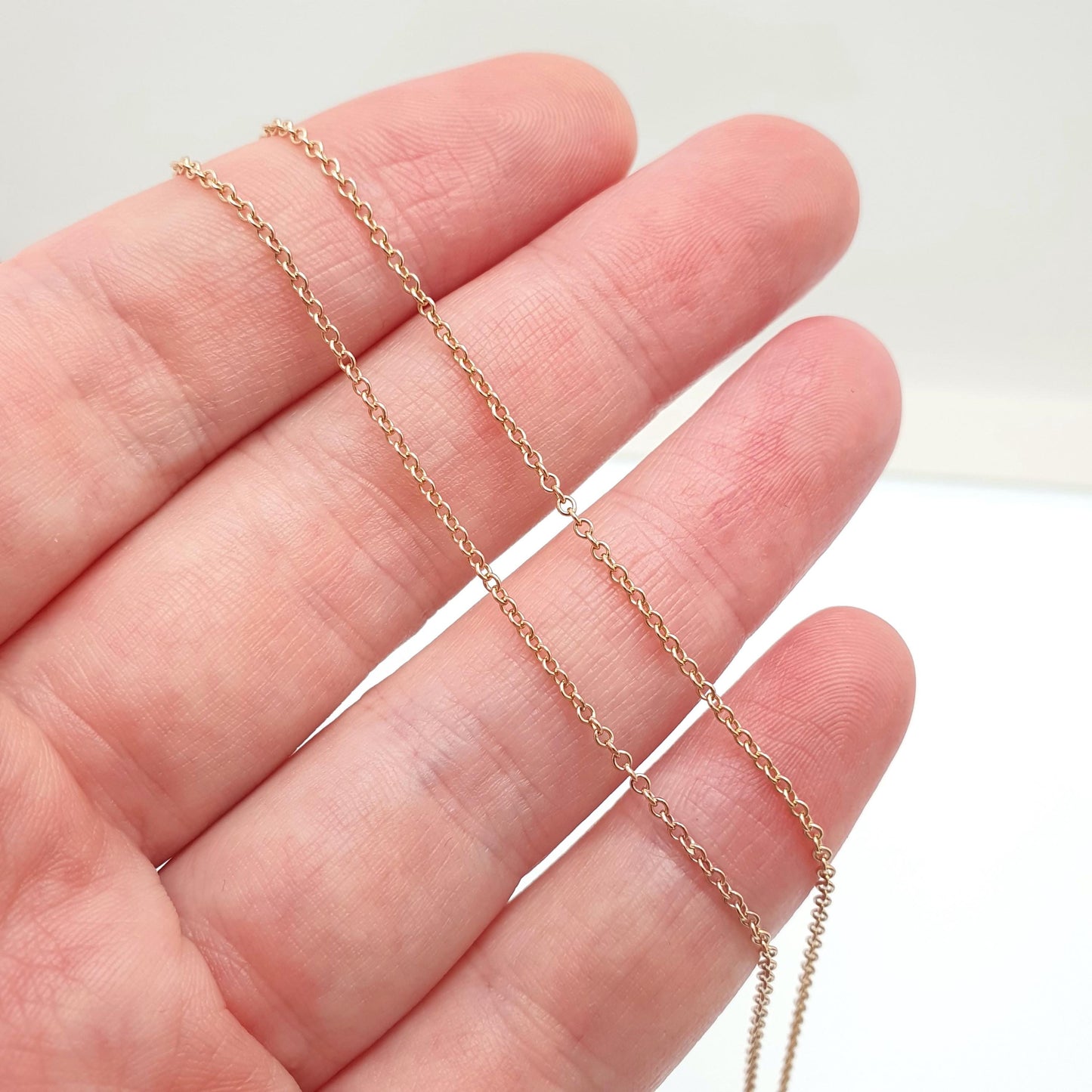 Antique 9ct 375 Rose Gold Chain Necklace Cable Rolo Trace Link 43cm 17" 1.86g Solid 9 Carat 9k Genuine Vintage Womens Jewelry Jewelry