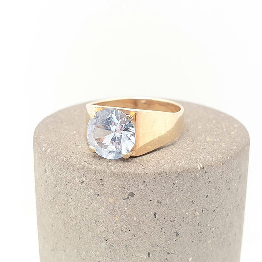 Vintage 9ct 9k Gold Blue Spinel Ring Genuine Gemstone Round Cut Square Shape 1962 Hallmarked Solid 375 Womens Jewelry Jewellery
