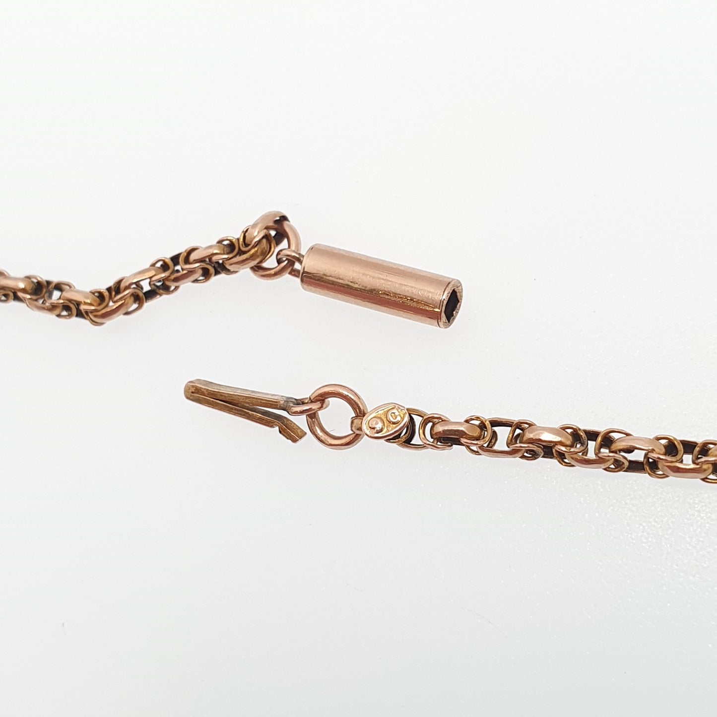 Antique Victorian 9ct 9k Rose Gold Chain Necklace Byzantine Style Fancy Knot Link Solid 375 9kt 49cm 19.3" 4.86g Vintage Jewelry Jewellery