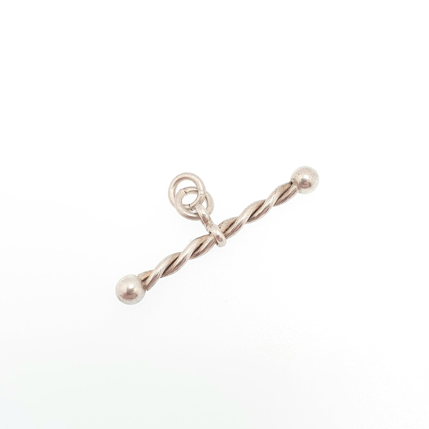 Antique Solid Silver T Bar Pendant Fob Victorian Necklace Albertina Chain Pocket Watch Charm 1800s Plain Vintage Womens Jewelry Jewellery