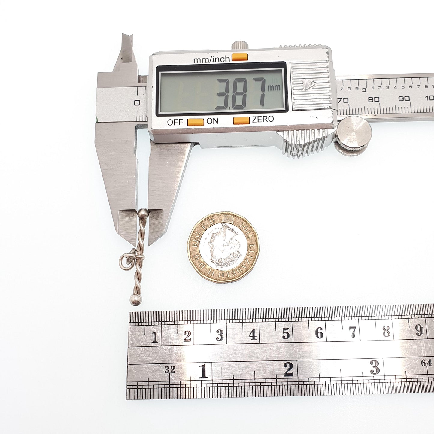 Antique Solid Silver T Bar Pendant Fob Victorian Necklace Albertina Chain Pocket Watch Charm 1800s Plain Vintage Womens Jewelry Jewellery