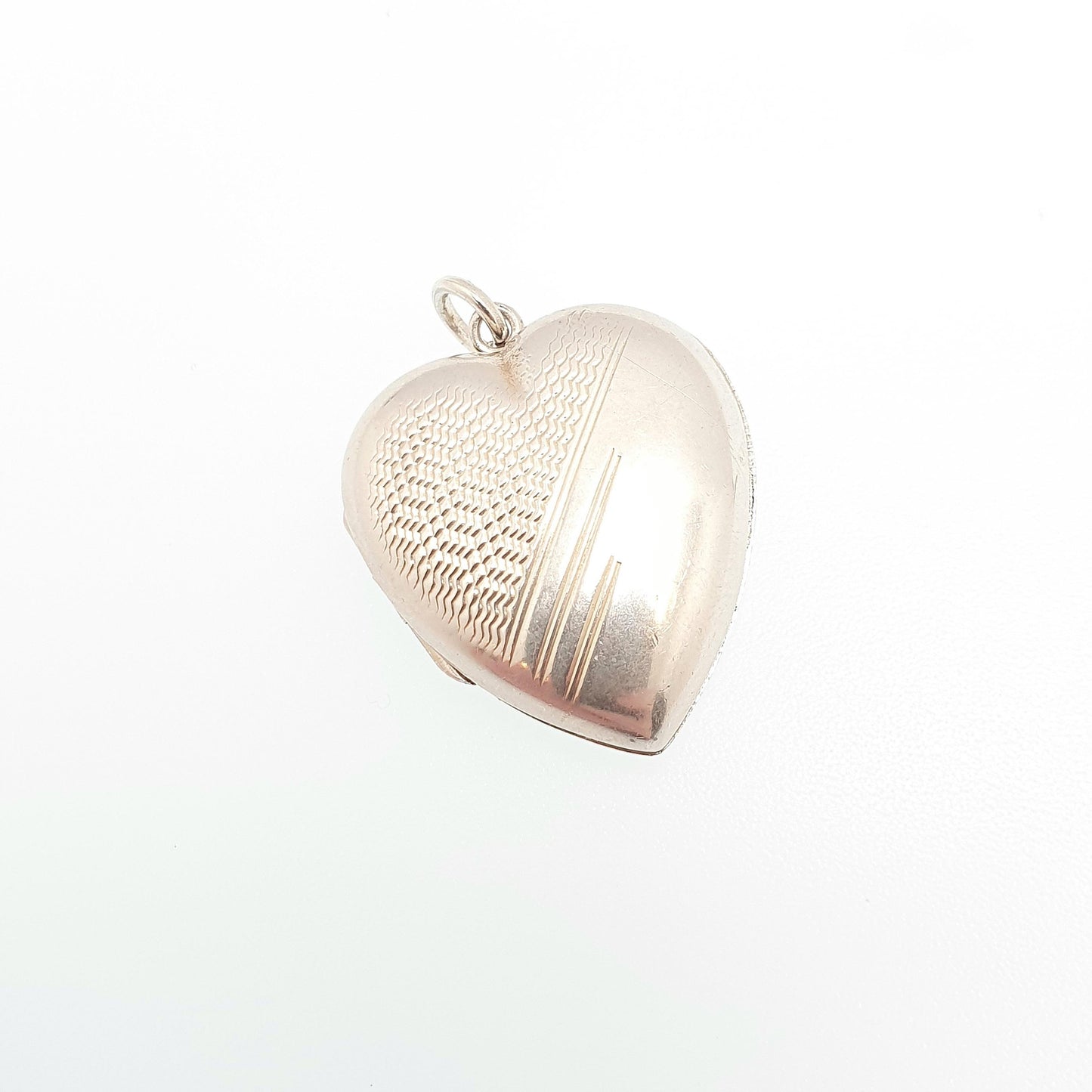 Antique Sterling Silver Heart Locket Necklace Pendant Back and Front Picture Photo Engraved Love 1910s Womens Jewelry Jewellery Vintage